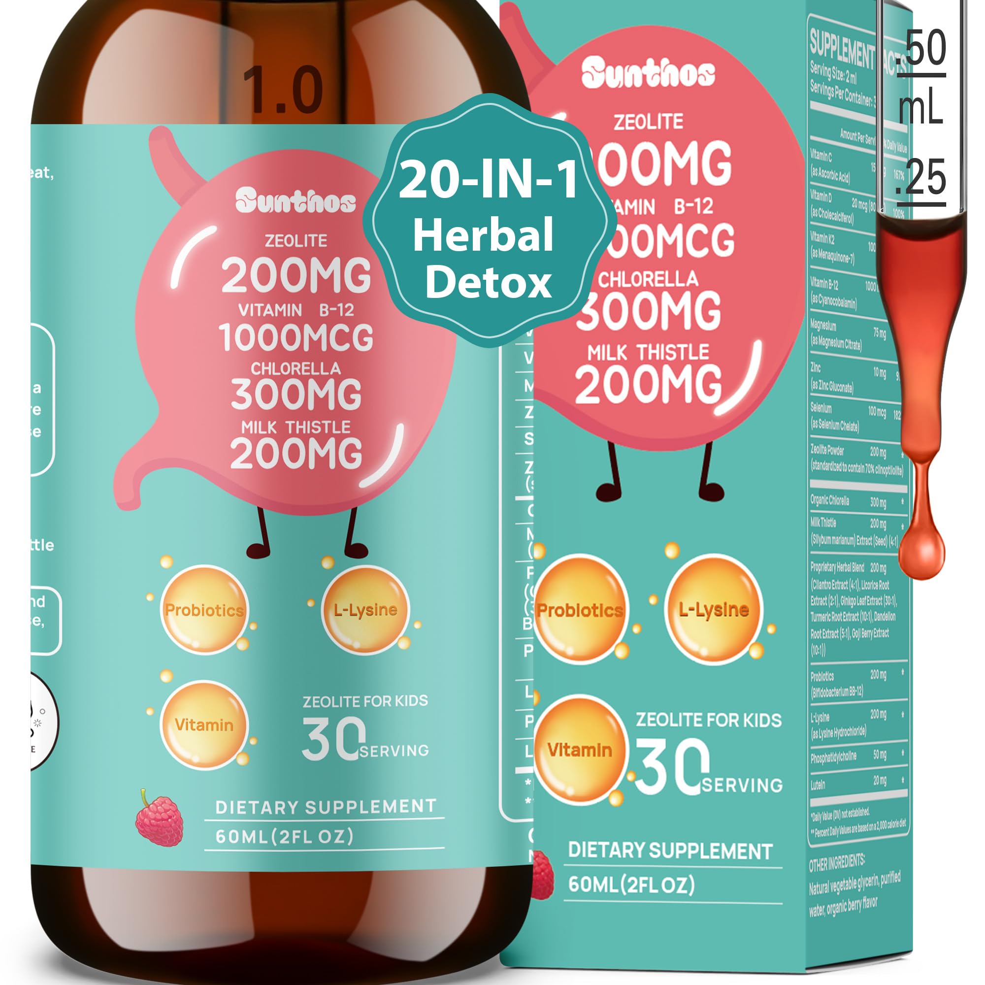 DET o ４bottlesdetoxDETSsss Amazon.com: 200mg Zeolite Detox for Kids & Adults, 20-in-1 Herbal