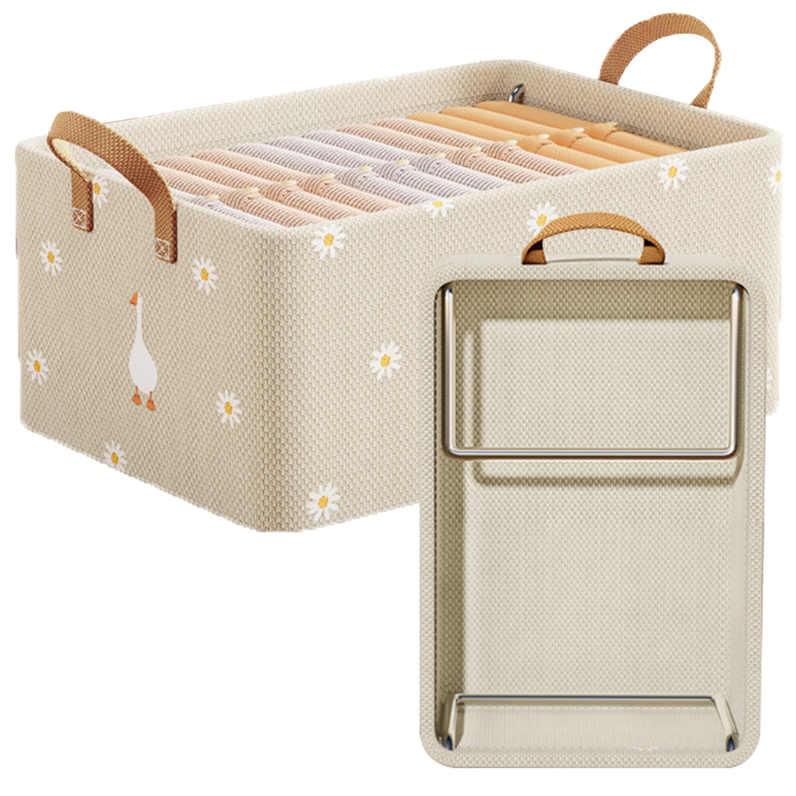 Kraptick Storage Bag for Clothes, Cloth Organiser for Storage, Under Bed Storage Bag, Wardrobe Bags for Clothes Storage (Beige) (47cmX28cmX20cm)-25L (DMFP633)