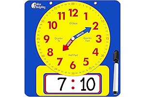 Large Dry Erase Magnetic Teaching Demonstration Clock for Kids: Learning Time with Ease