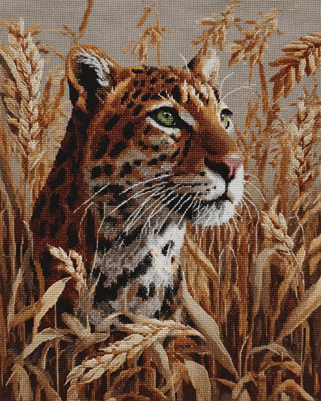 RKFLGEW DIY Embroidery Beads Set Leopard Portrait 40x50cm