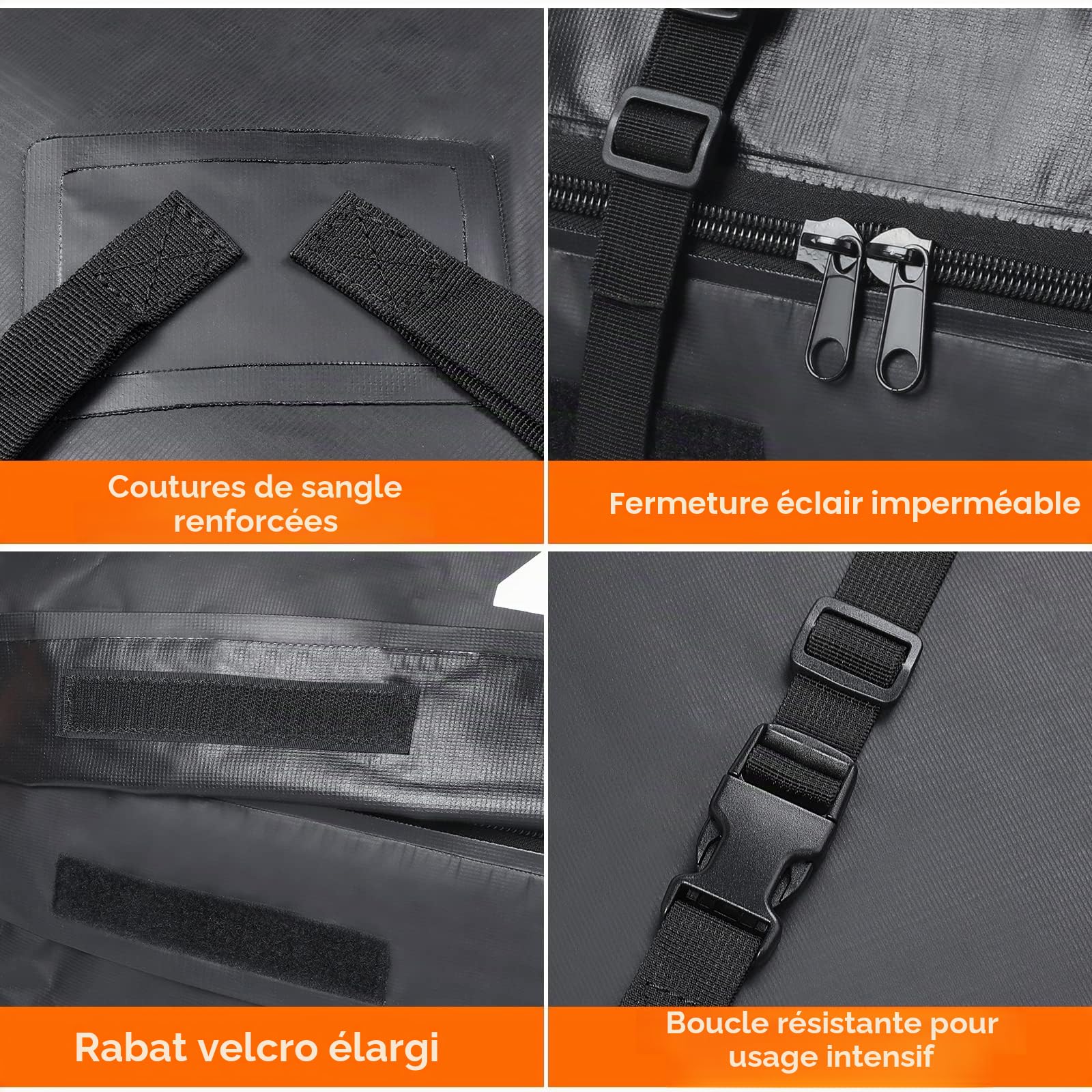 Zacro Sac de Toit pour Voiture 425 litres 15 Pieds Cubes Sac de fret, Porte-Bagages de Toit Pliable et étanche, Sangles pour Toute Voiture avec Galerie Coffres de Toit