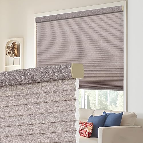 Cellular Shades fo Indoor Windows, Light Filtering Honeycomb Blinds for Home, Thermal Insulation & Noise Reduction, 1.5" Cell Fabric, Dark Linen, Custom Size