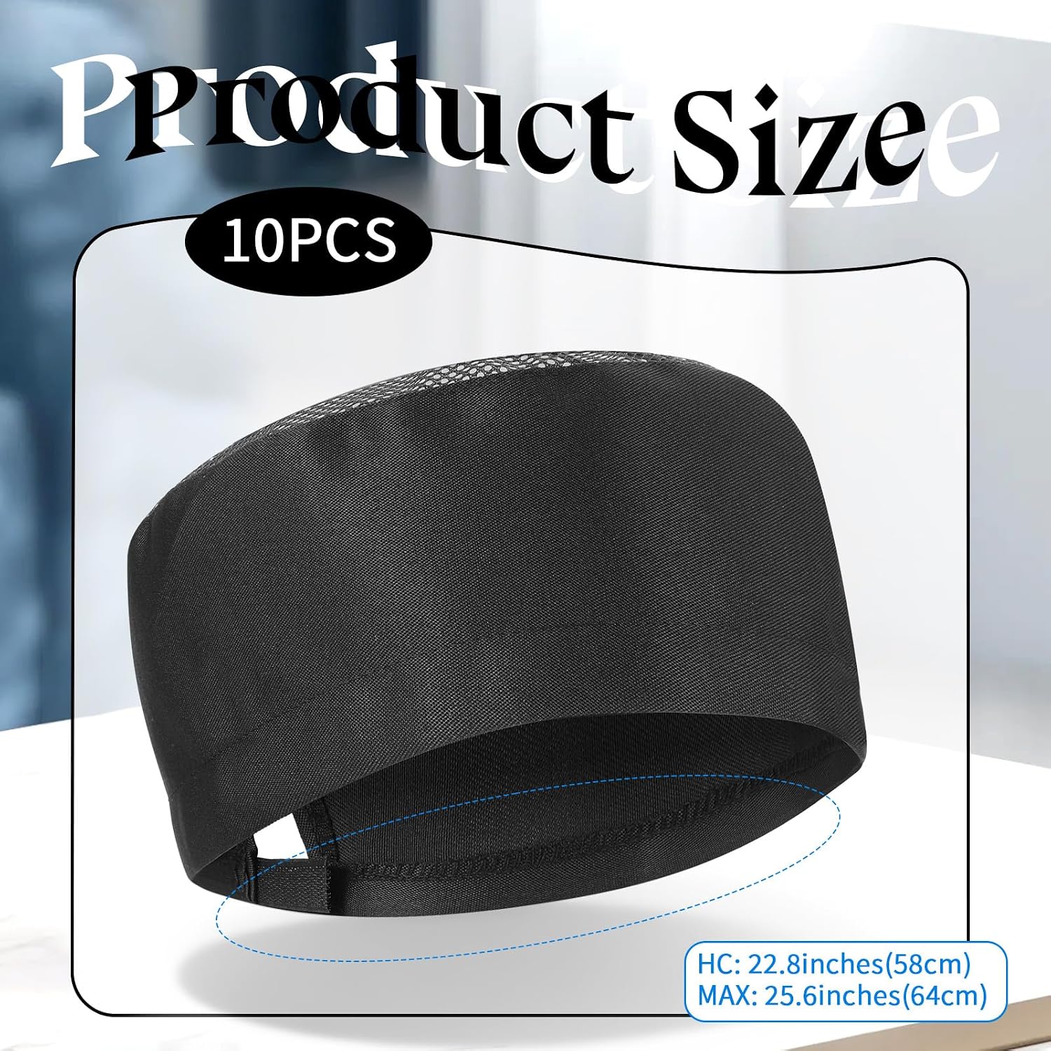 10 Pcs Unisex Chef Hats for Men Women Adult, Chef Skull Cap, Adjustable & Breathable Mesh Chefs Beanie Cap with Breathable Mesh Top for Kitchen Cooking Baking, Black