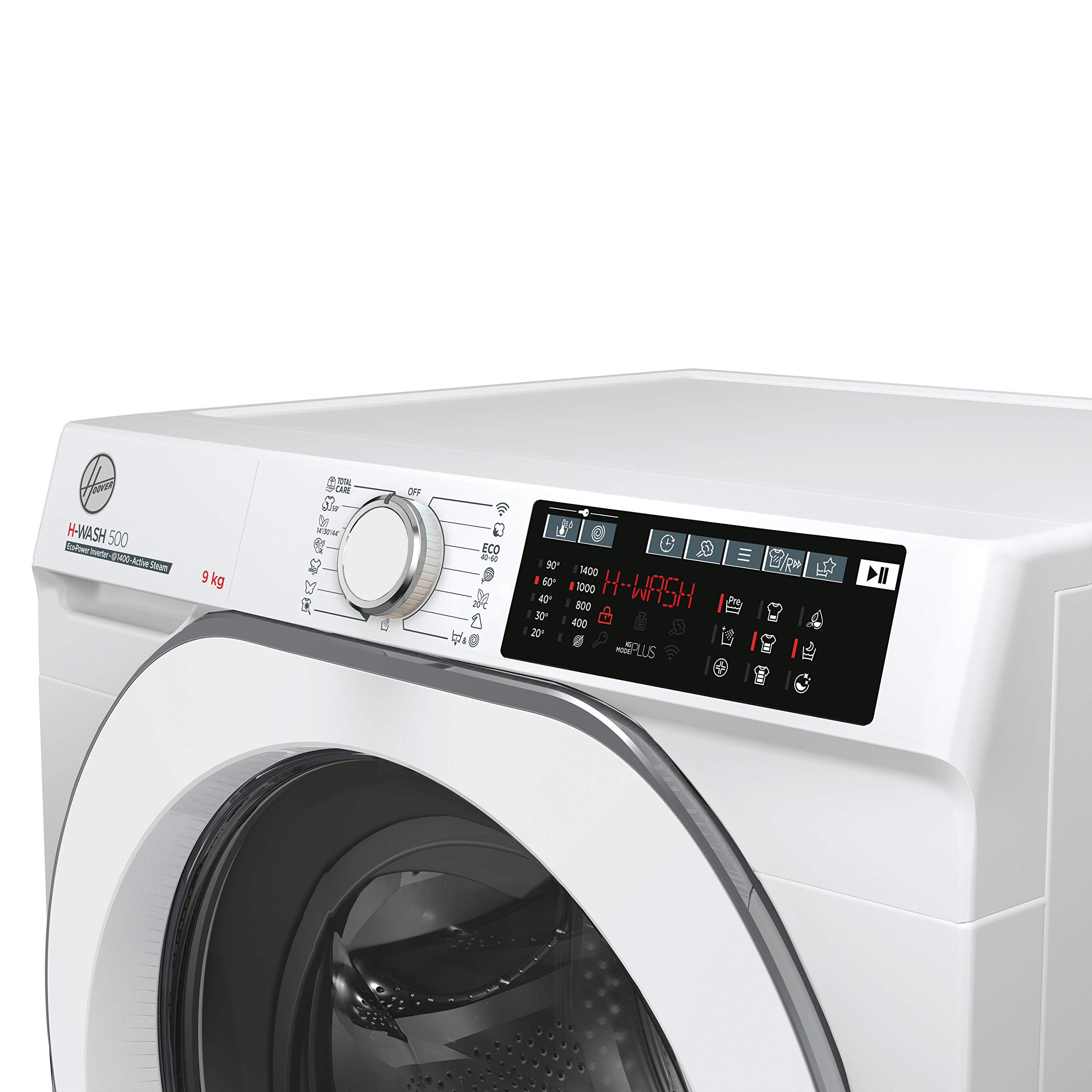 Hoover HW 49AMC/1-S H-WASH 500 Lavatrice Smart 9 Kg, 1400 Giri, Wi-Fi + Bluetooth, Carica Frontale, Funzione Vapore, Motore Inverter, 60x54x85 cm, Bianco, Classe A [Classe di efficienza energetica A]
