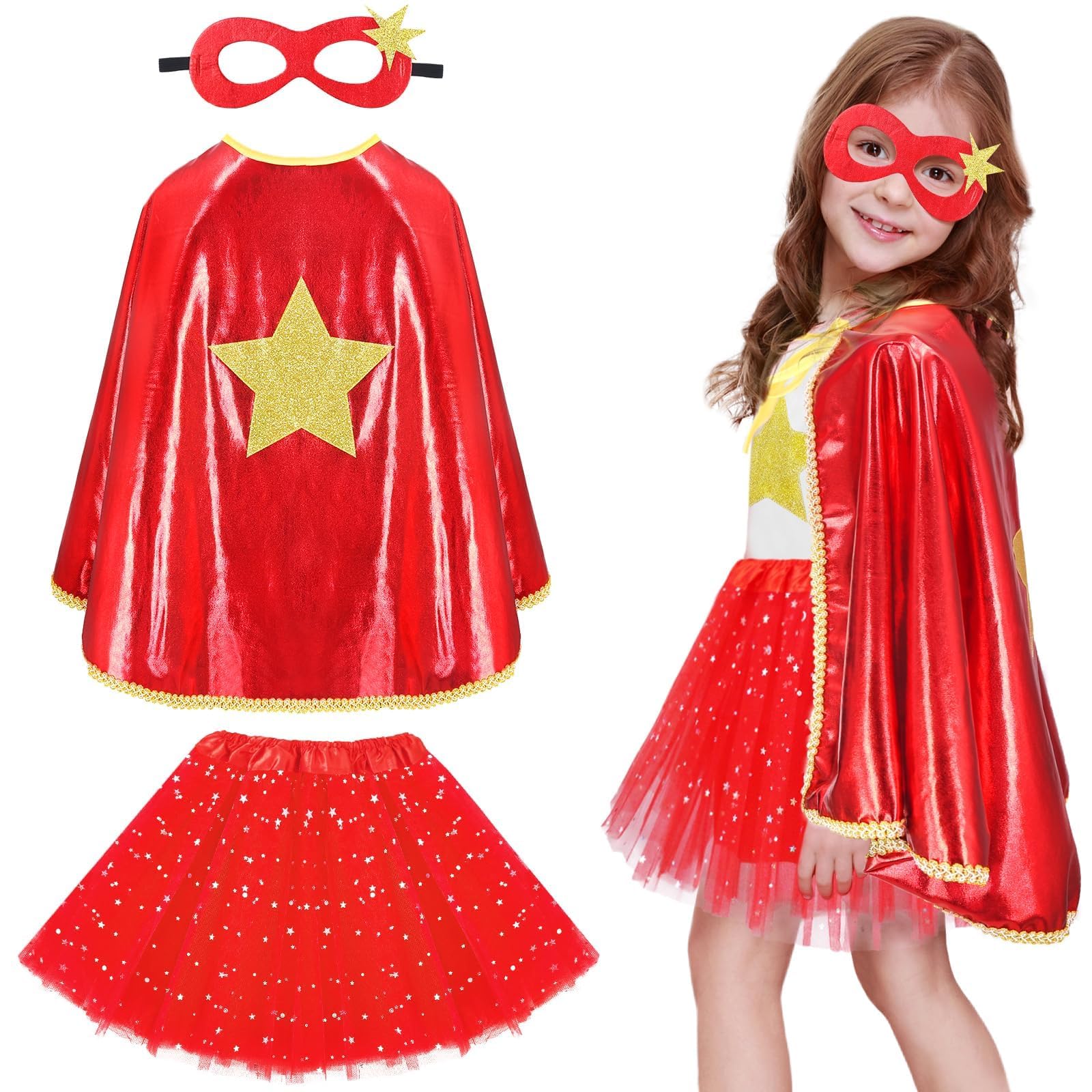 Superhero Capes and Masks for Kids Super Hero Costumes, for Girls Big Sister Gifts Toddler Princess Dress-Up Mask TuTu Party Toys and Kids Gifts Supplies Cosplay Stage Performance