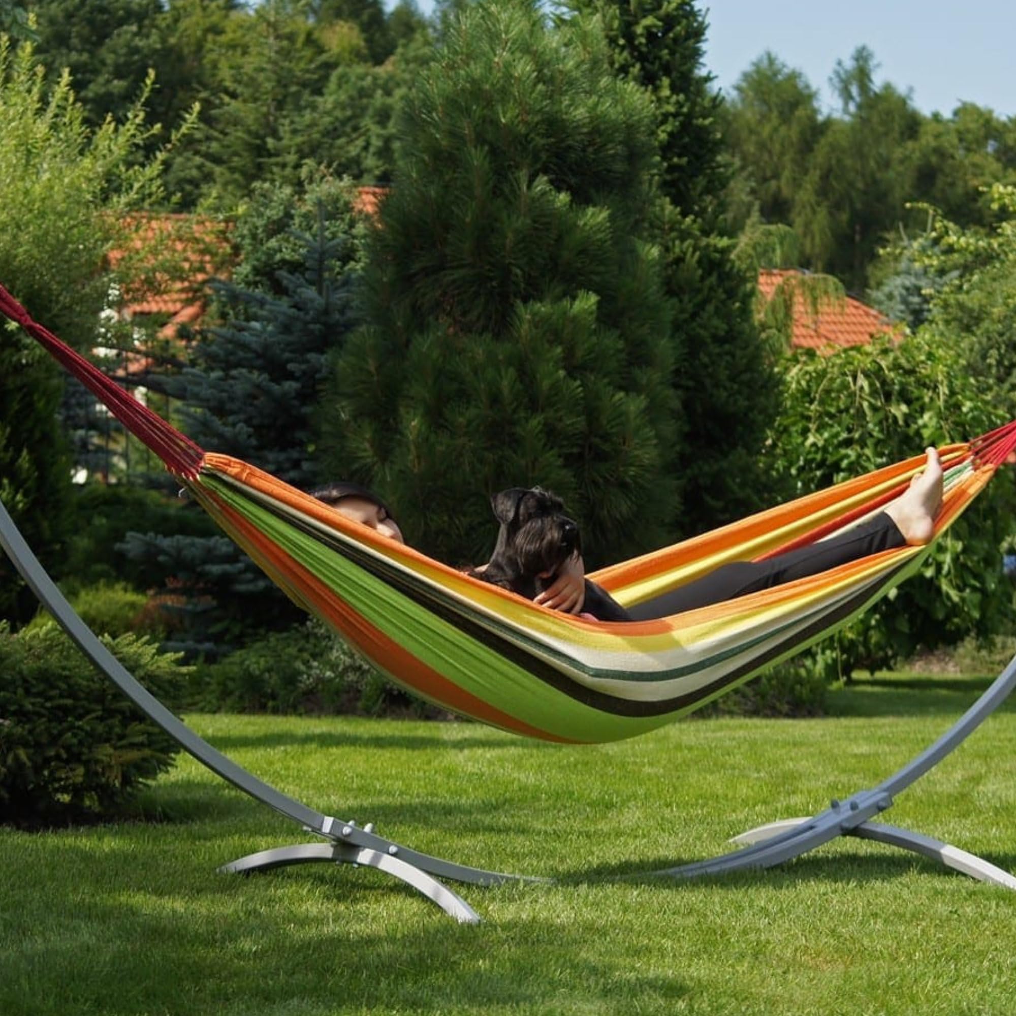 Potenza Supporto per Amaca in Acciaio 320 cm I Struttura Resistente Fino a 120 kg, Antiruggine, per una Persone, Ideale per Giardino, Terrazza I Telaio Universale per Amache (Graphite Base)