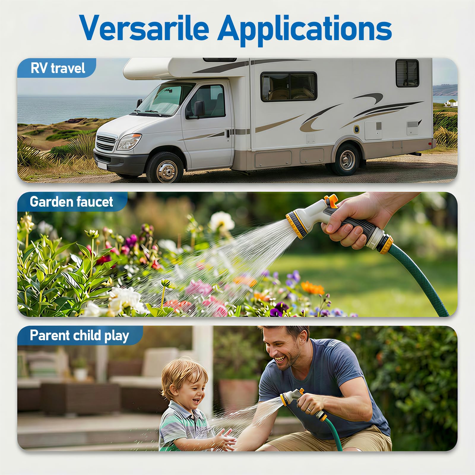Conector giratorio de manguera ajustable de 180° y 360°, conector de codo de manguera de jardín de latón ajustable para caravanas/campistas al aire libre, riego de jardín para patio, se adapta a