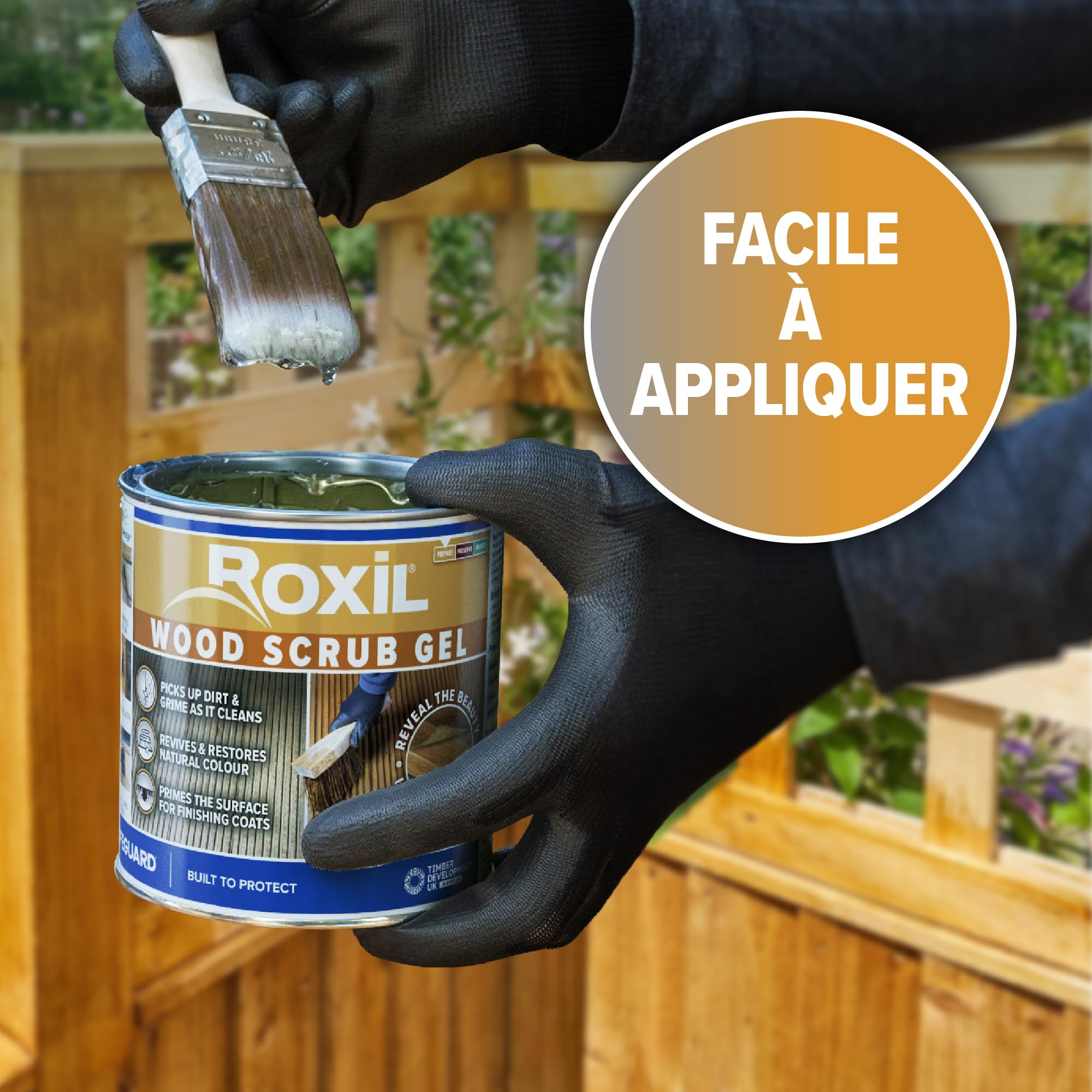 Roxil Gel Nettoyant Dégriseur pour Bois 5L - Acide Oxalique pour Meubles d'Extérieur & Terrasses - Restaure Couleur & Grain du Bois