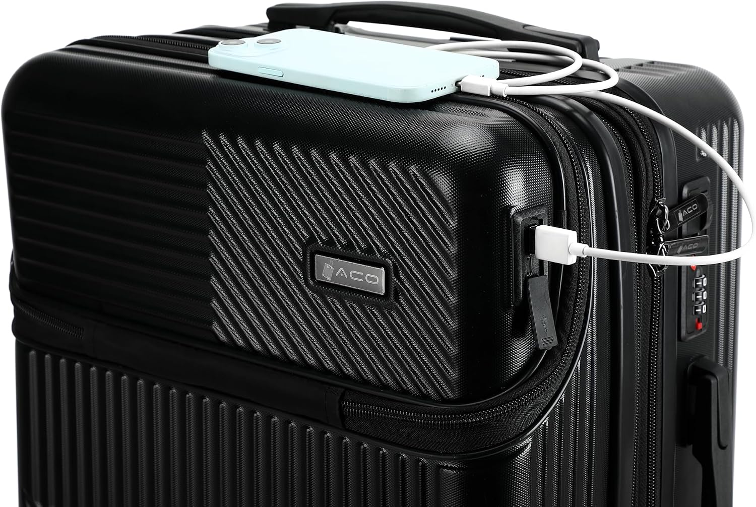 ACO Mala de Bordo Premium,Expansivel Padrão ANAC com 4 Rodas duplas 360° Cadeado AntiFurto Mala de Viagem Alça Lateral com Divisória, Leve Resistente,bolsa de computador ACO Mala de Bordo Premium,Expansivel Padrão ANAC com 4 Rodas duplas 360° Cadeado AntiFurto Mala de Viagem Alça Lateral com Divisória, Leve Resistente,bolsa de computador