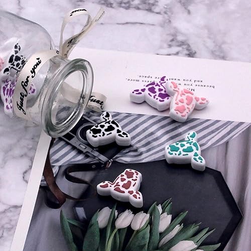 Miniatura 4 de KJMYYXGS Cuentas de silicona de vaca, 15 cuentas focales de silicona de vaca en forma de cuentas para hacer llaveros sueltos para bolígrafos,