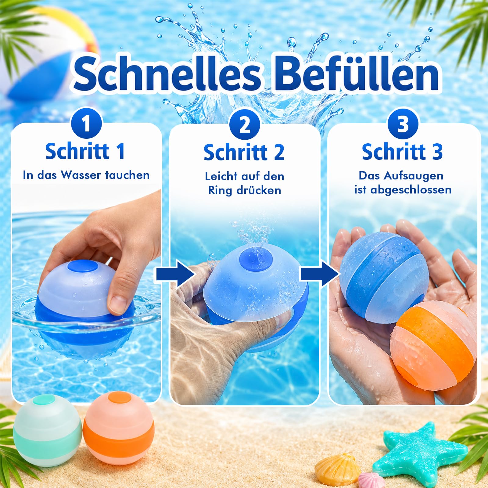Globos De Agua Reutilizables De Silicona – Set De 7 Unidades De Llenado Rápido Y Autosellado, Ideales Para Peleas De Agua En Verano, Piscina, Playa Y Fiestas Al Aire Libre
