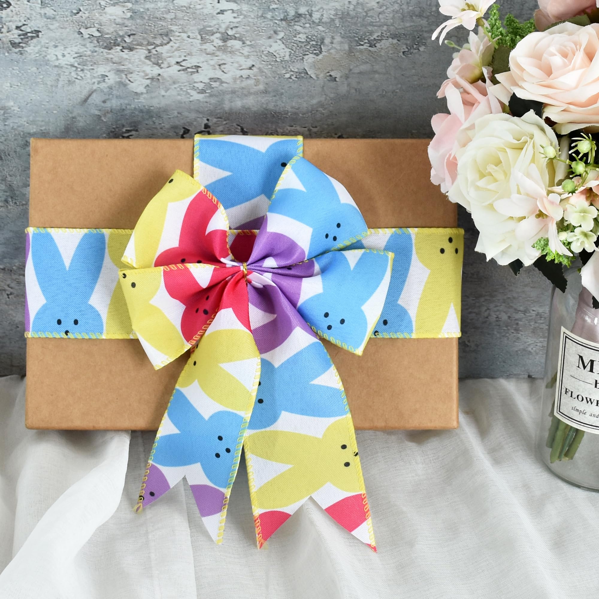Easter Ribbon For Crafts JingChun 1 Roll Wired Burlap Ribbon Easter Egg ...