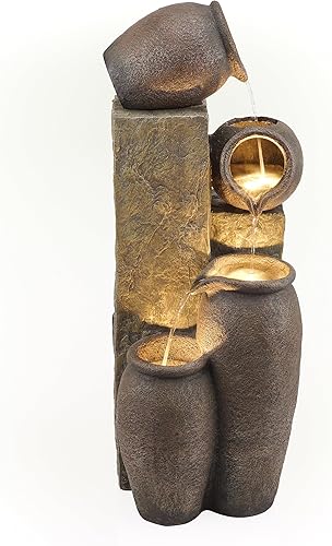 Miniatura 10 de Alpine Corporation Fuente de cerámica para interiores y exteriores de 43 pulgadas de alto con luces LED reemplazables