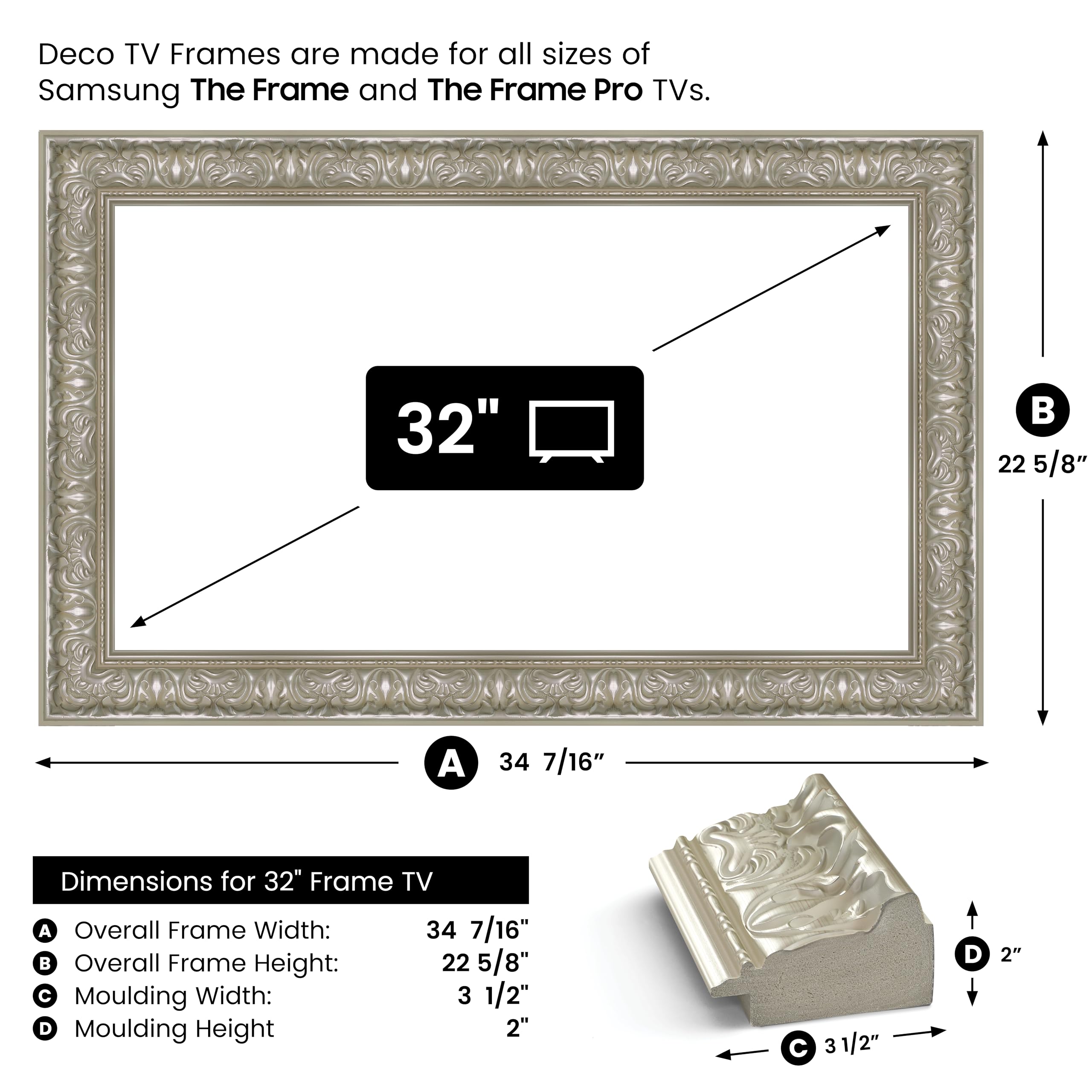 Frame My TV Deco s -Tuscan Pearl Compatible ONLY with Samsung The