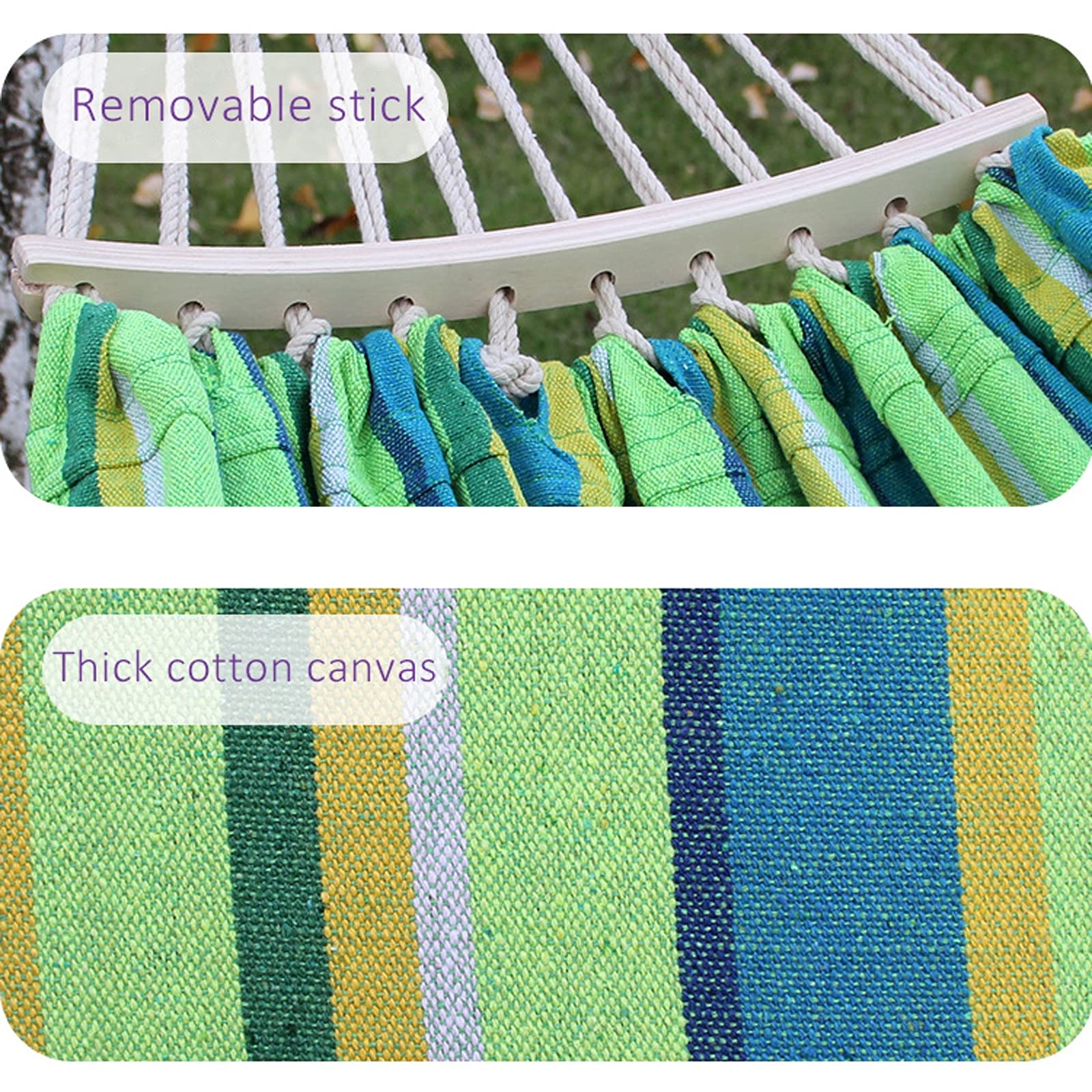 Adultes Jardin hamac, hamac tricoté pour 2 Personnes en macramé de Bohême avec Poutre d'équilibre Anti-roulis hamacs portatifs adaptés au Camping et à la randonnée intérieurs et extérieurs,A