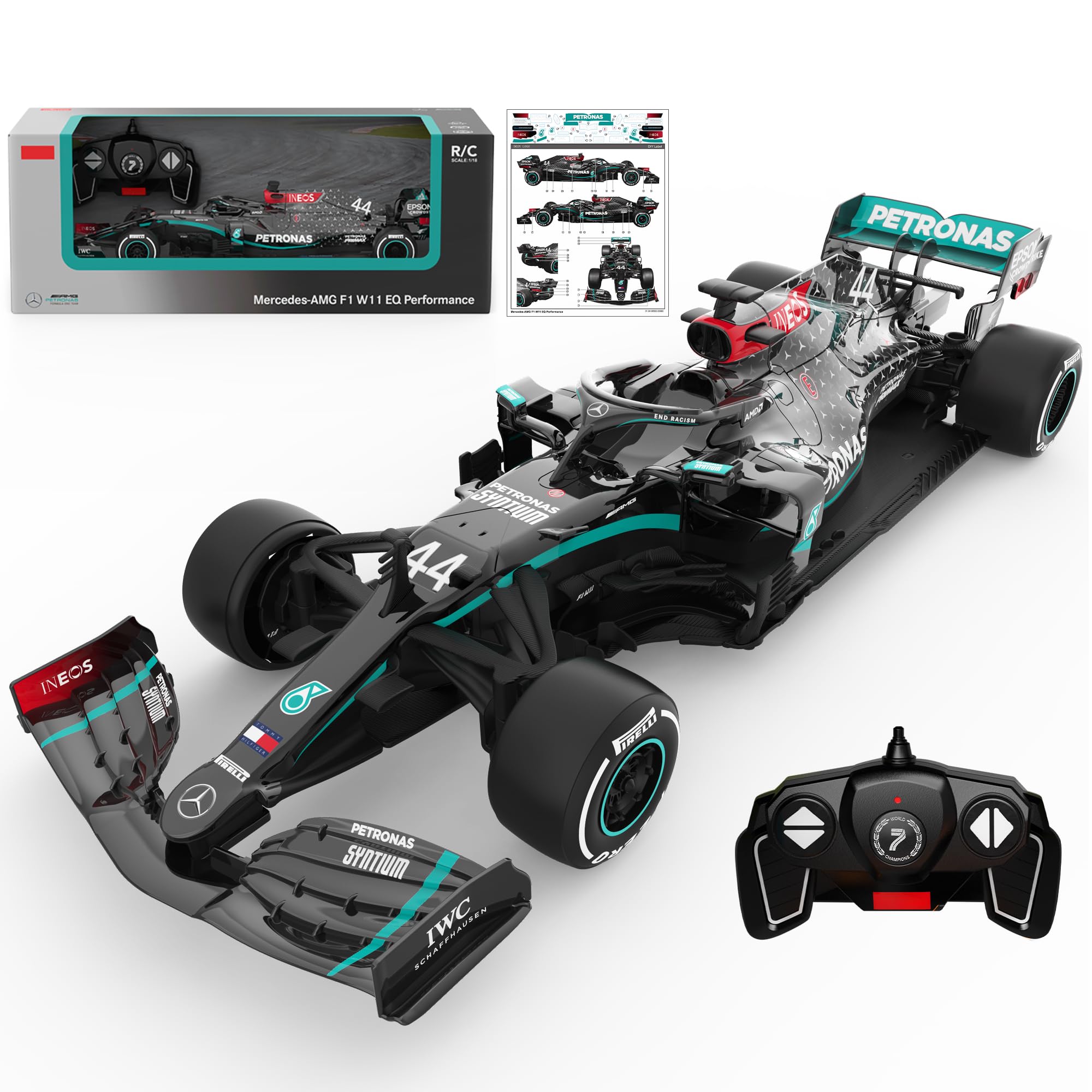Voltz Toys Authentic Licensed 1:18 Mercedes-Benz F1 W11 Remote Control Car - F1 Collection RC car Series for Kids and Adults - 2.4GHz RC Car for Gift (1:18 Mercedes-Benz F1 W11)