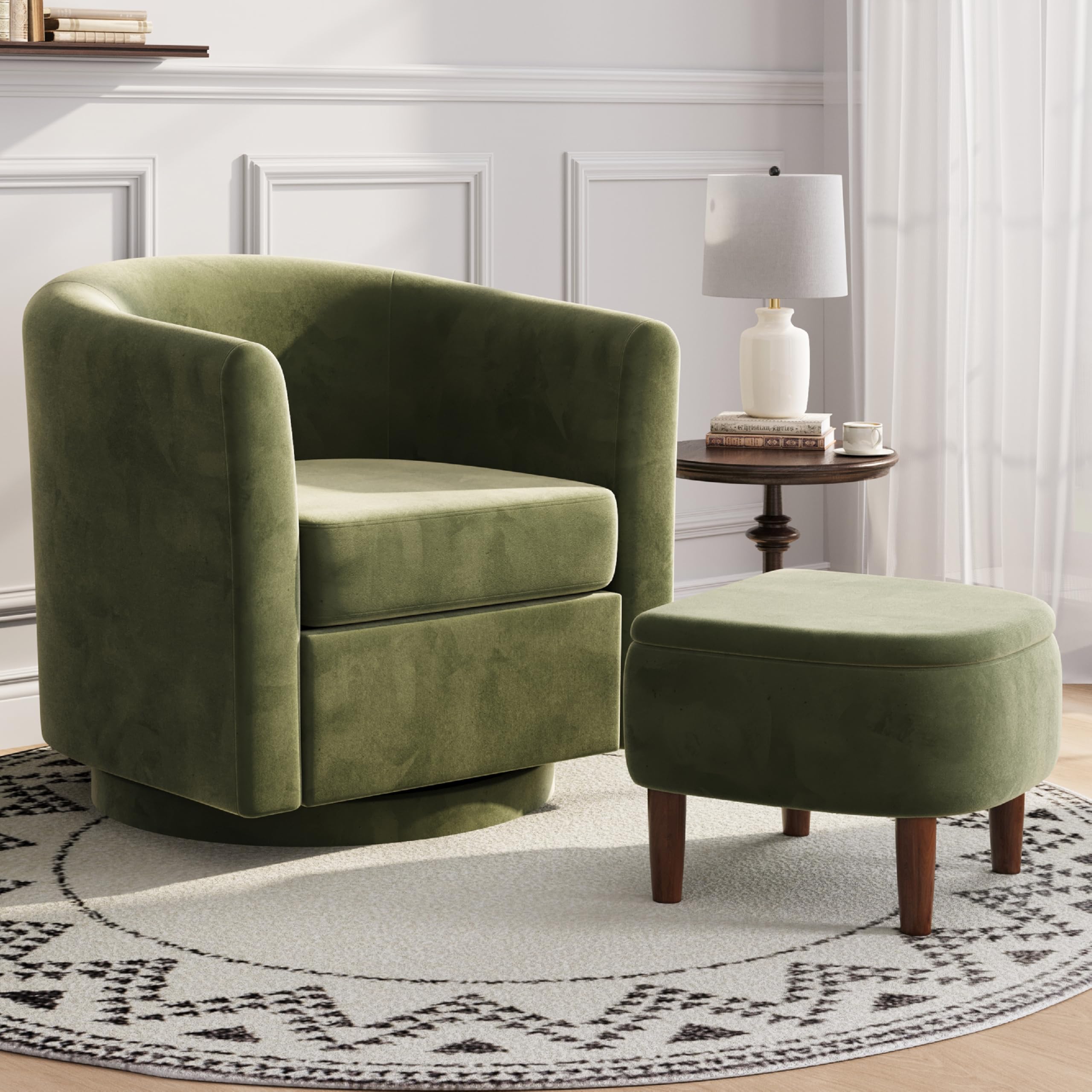zzlay 360° Swivel Accent Chair with Storage Ottoman