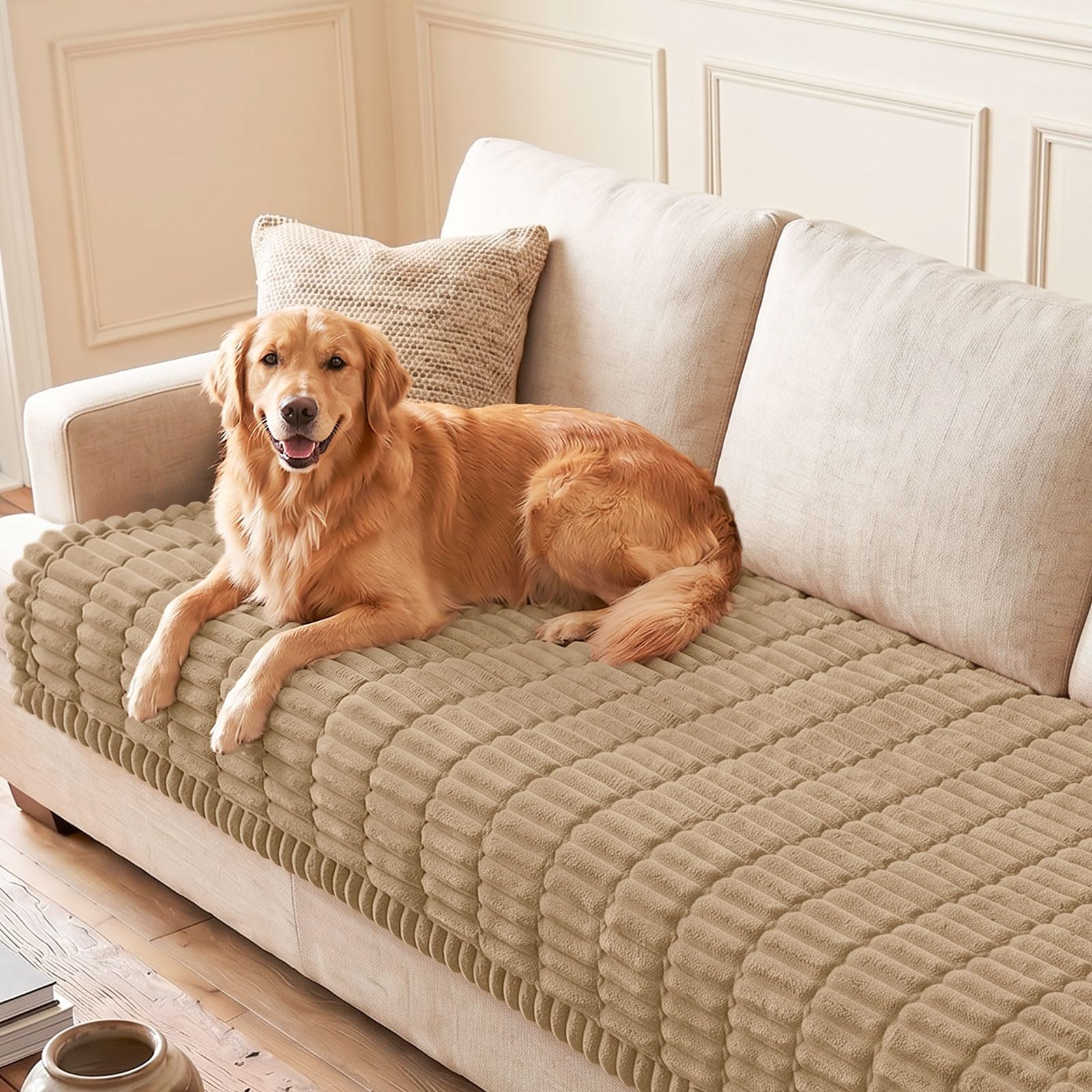 hyha Couch Cover for Dogs, Washable Non Slip Plush Flannel Sofa Protector | Thick Flannel, Anti-Slip Backing, Pet Hair & Scratch Protection, Fits Sofa & Loveseat (35.4" x 88")