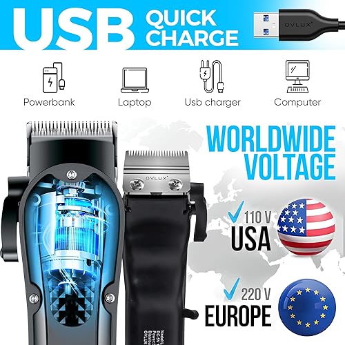 Miniatura 4 de Cortapelos inalámbricos para hombres Cortadoras de pelo profesionales para peluquería de precisión, recargables y potentes - Máquina para Cortar