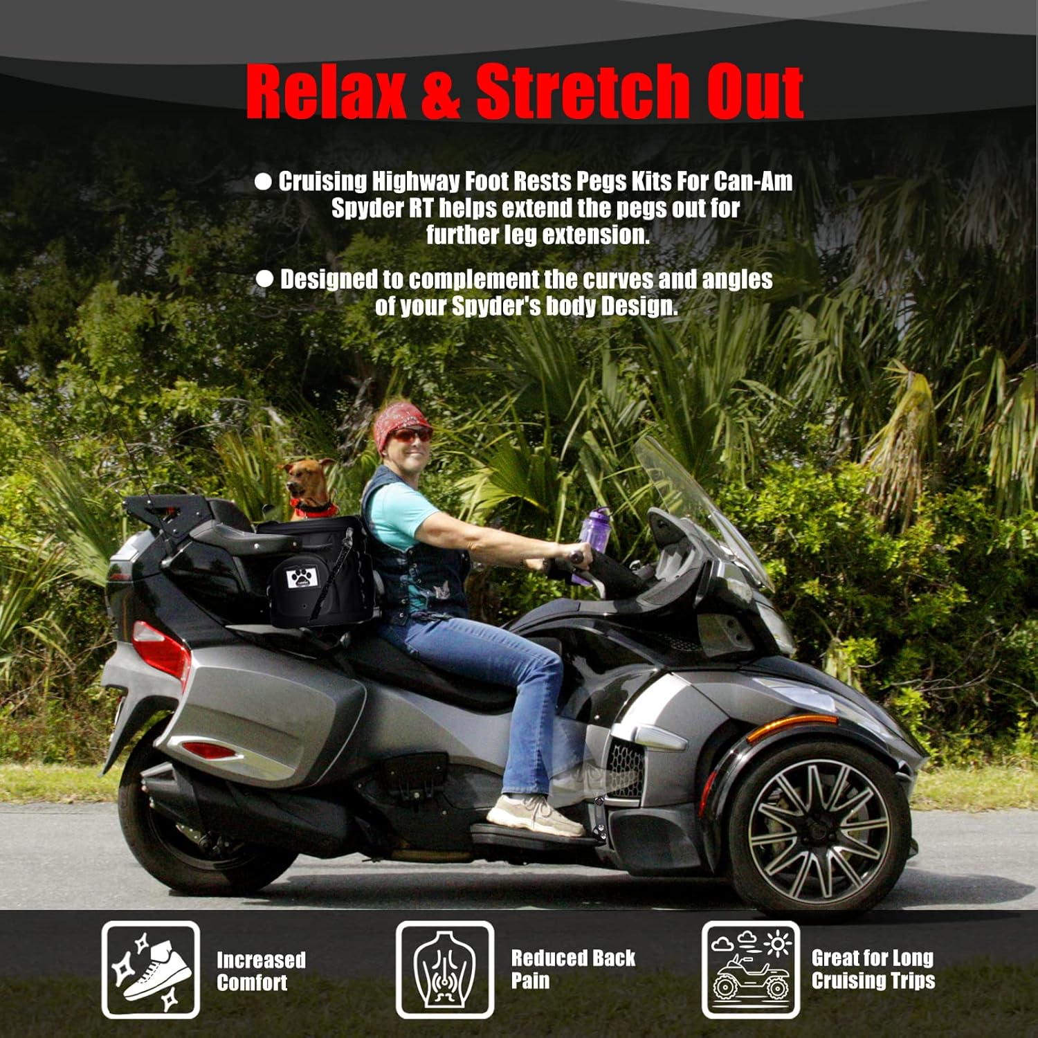 Goldfire 1 Pair Floor Board Highway Road Pegs Adjustable Can Am Spyder RT Foot Rest Extensions Highway Mounts with Footpegs RT Highway Pegs Fits For Can Am Spyder RT Factory Floorboard 2010-2019