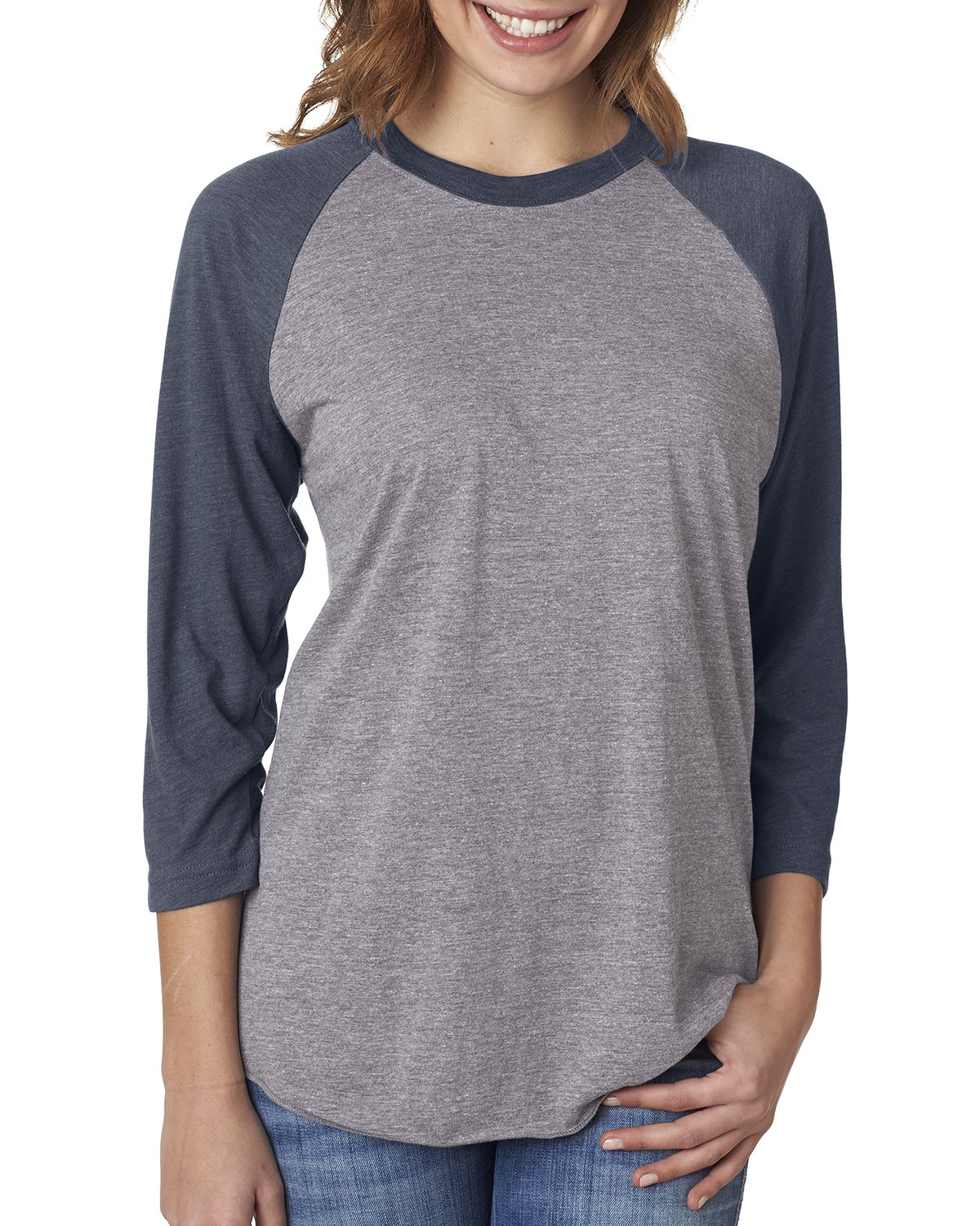 Vintage Black Tri-Blend 3/4 Raglan T-Shirt by Next Level Apparel