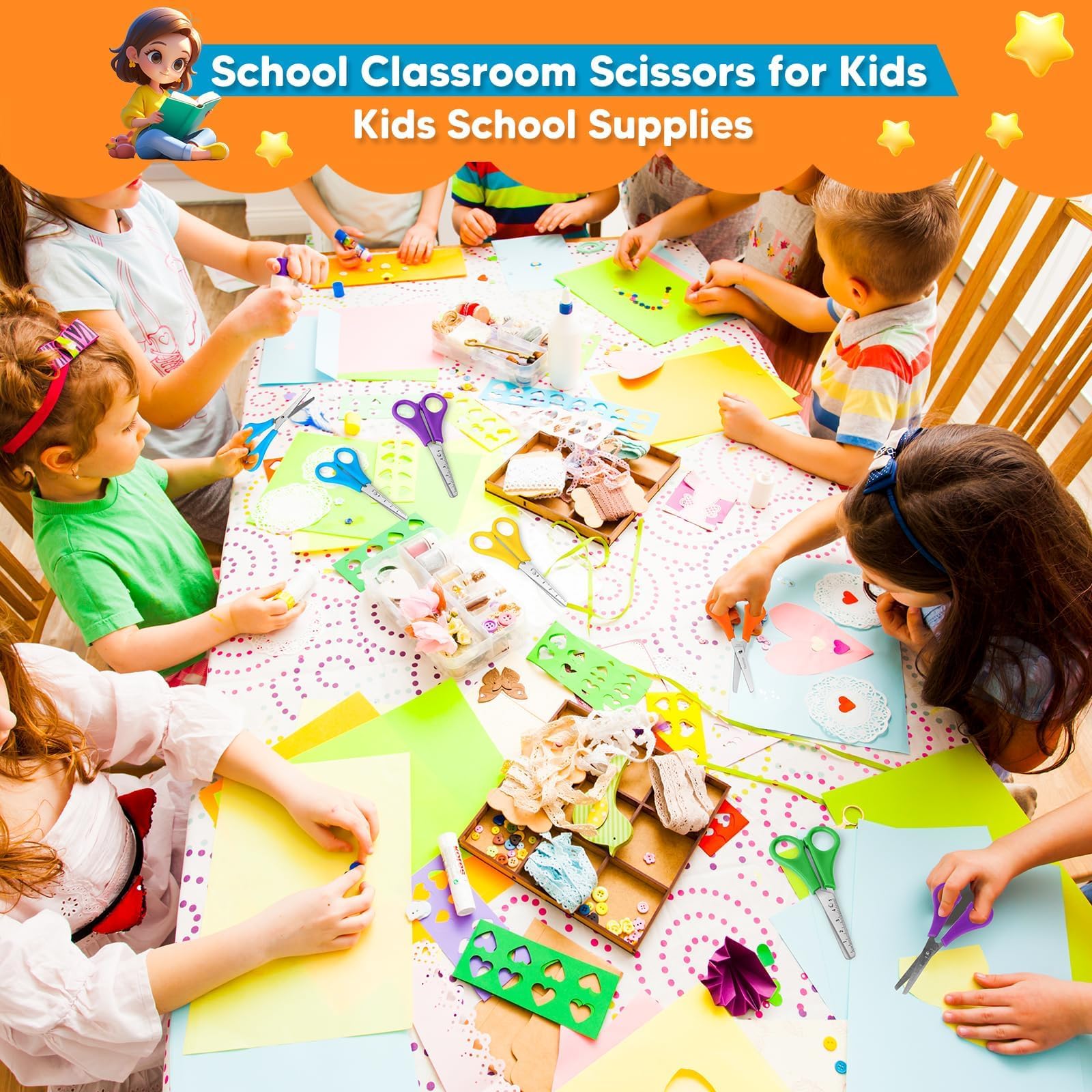 15 Piezas Tijeras de Seguridad para Niños, Escolares con Punta Redonda, para Zurdos y Corte de Papel en Color