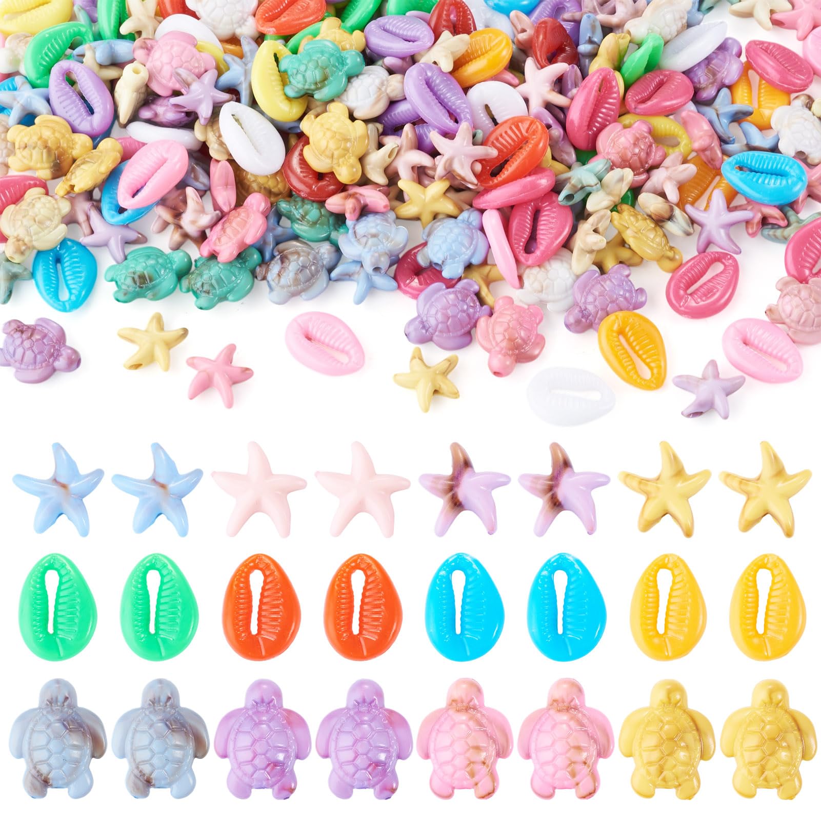 Amazon.co.jp: Boutigem 200個 アクリル 海洋動物ビーズ カラフル 海洋 