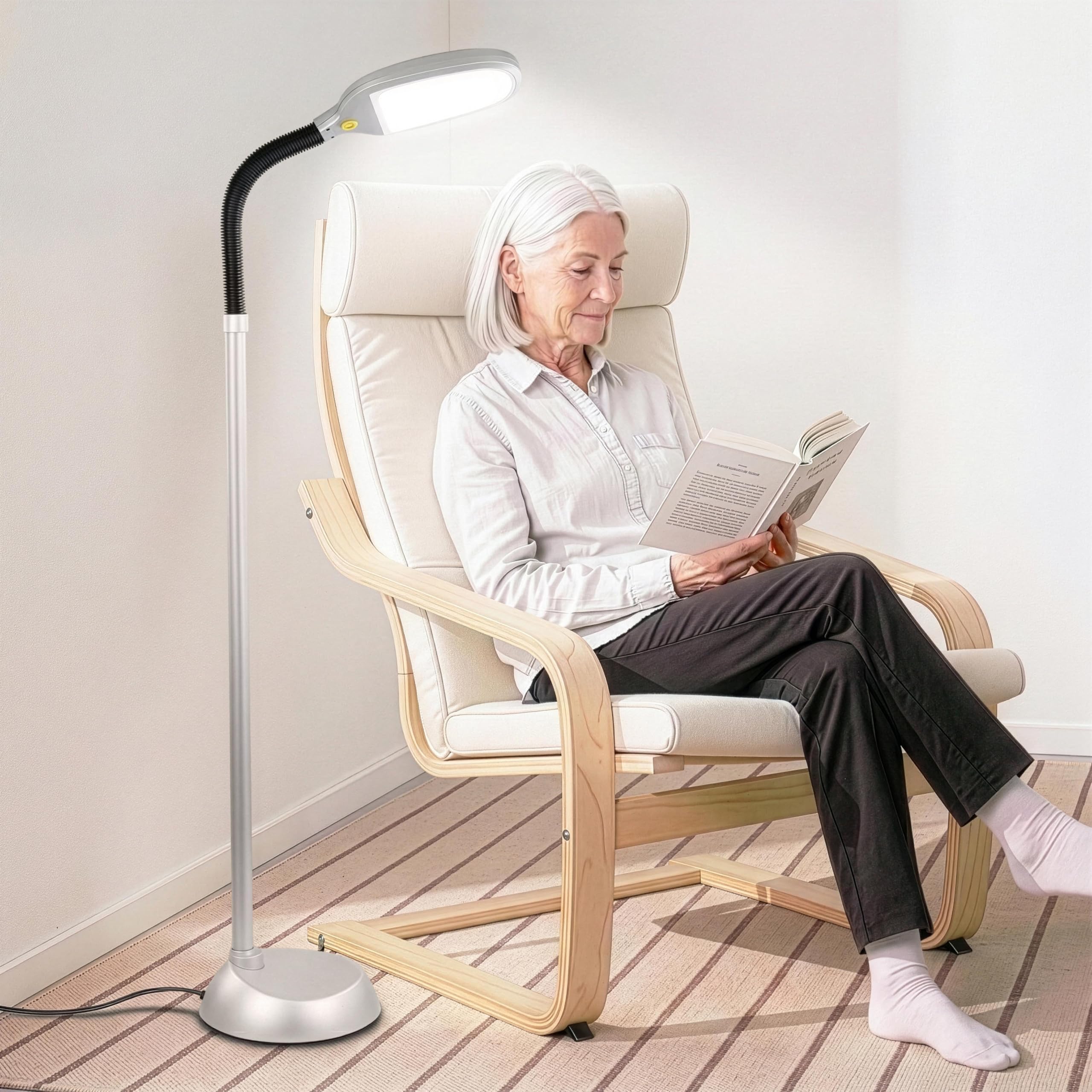Brightech Litespan Titanium Silver LED Floor Reading Lamp, Energy