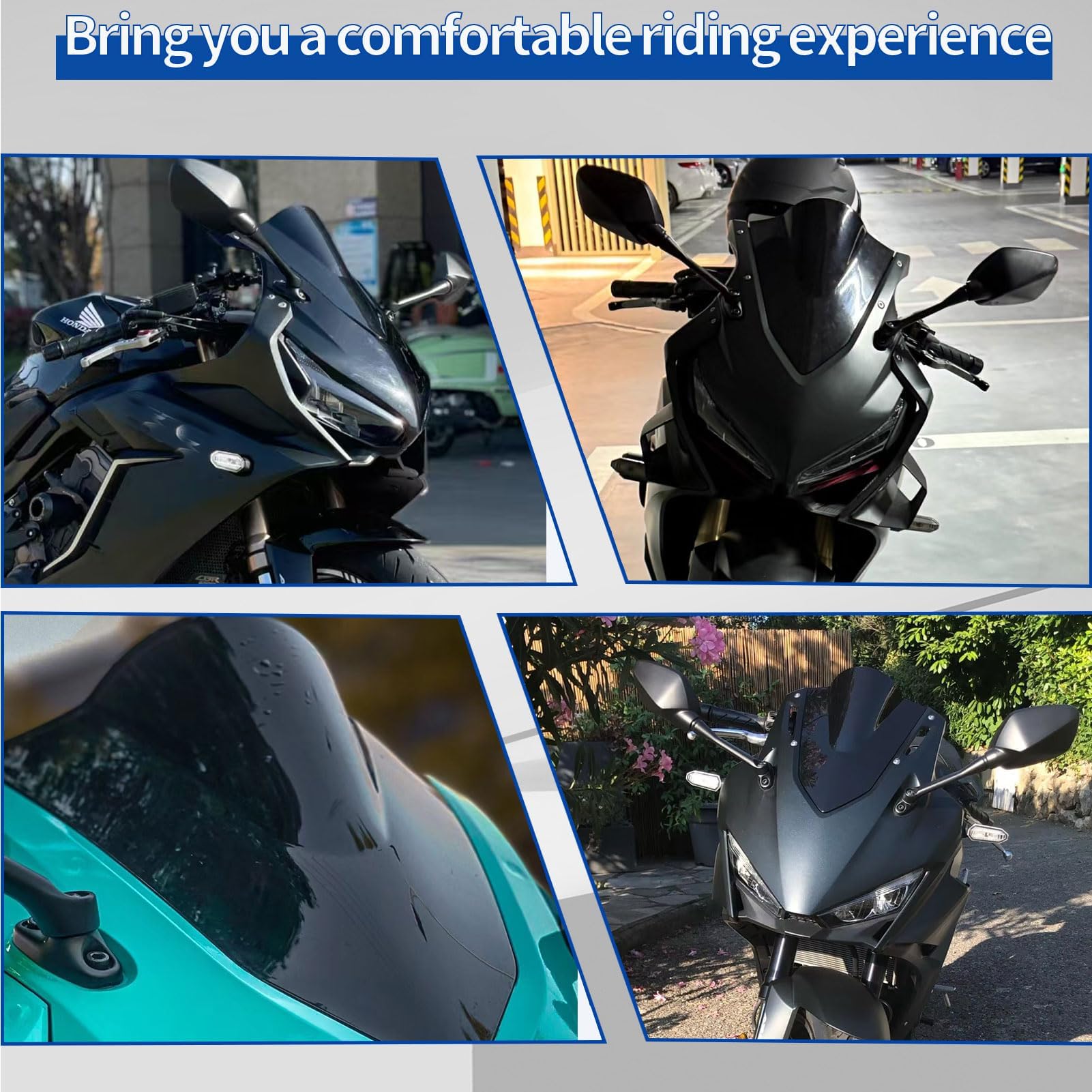 Parabrezza per moto CBR650R, deflettore antivento, visiera, copertura visiera compatibile con CBR650R, CBR 650R, CBR 650 R, accessori 2019-2026(Fumo nero)
