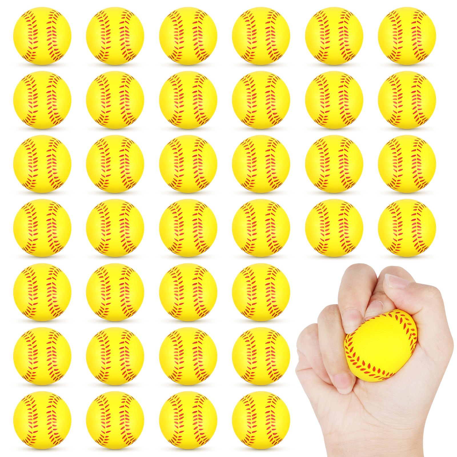 Hooqict Mini Foam Softball Stress Ball 25 Pack Softball Party Favors Small Soft Sports Ball Stress Relief Toy for Kids Adults Party Bag Gift Fillers