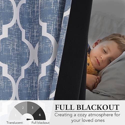 Miniatura 5 de Beauoop Paneles de cortina de ventana con anillos 95 % opacos, estampado geométrico marroquí, oscurecimiento de la habitación, cortinas de