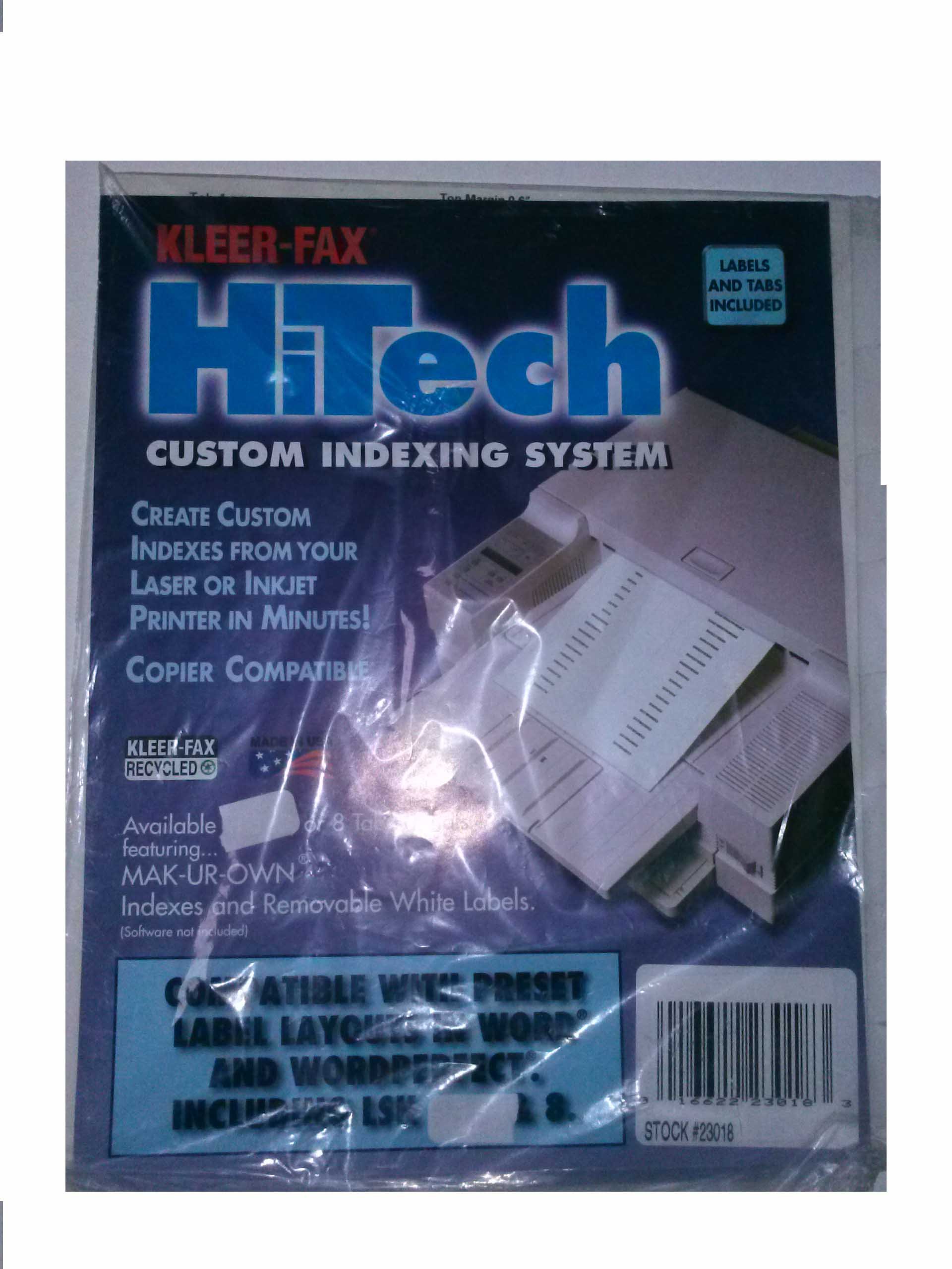 Kleer-Fax 23108 HiTech Custom Indexing System