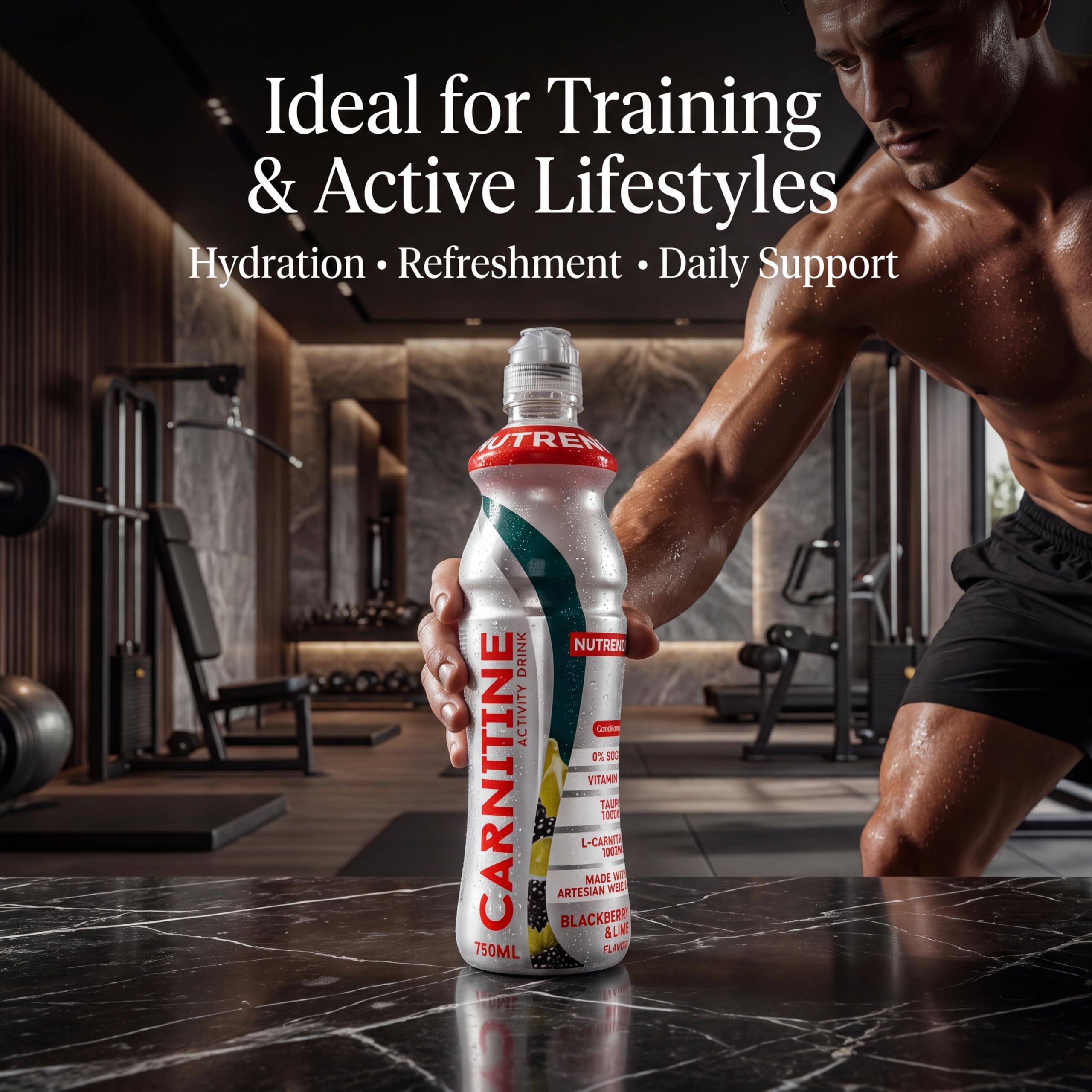 Bebida de Carnitina y Magnesio Nutrend Sabor Mora y Lima 750 ml Pack de 8 – bebida de energía e hidratación
