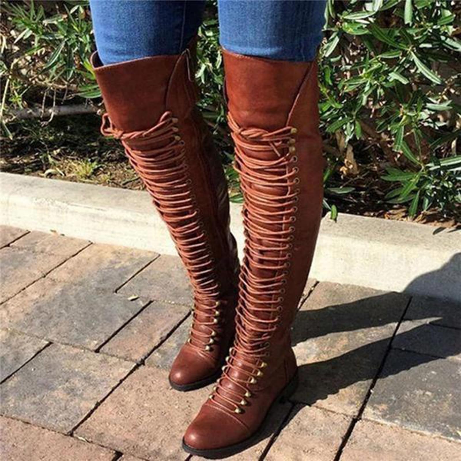 Botas de Invierno Mujer Botas clásicas con Cordones para Mujer Zapatos con Punta Redonda y tacón bajo para Exteriores Occidentales