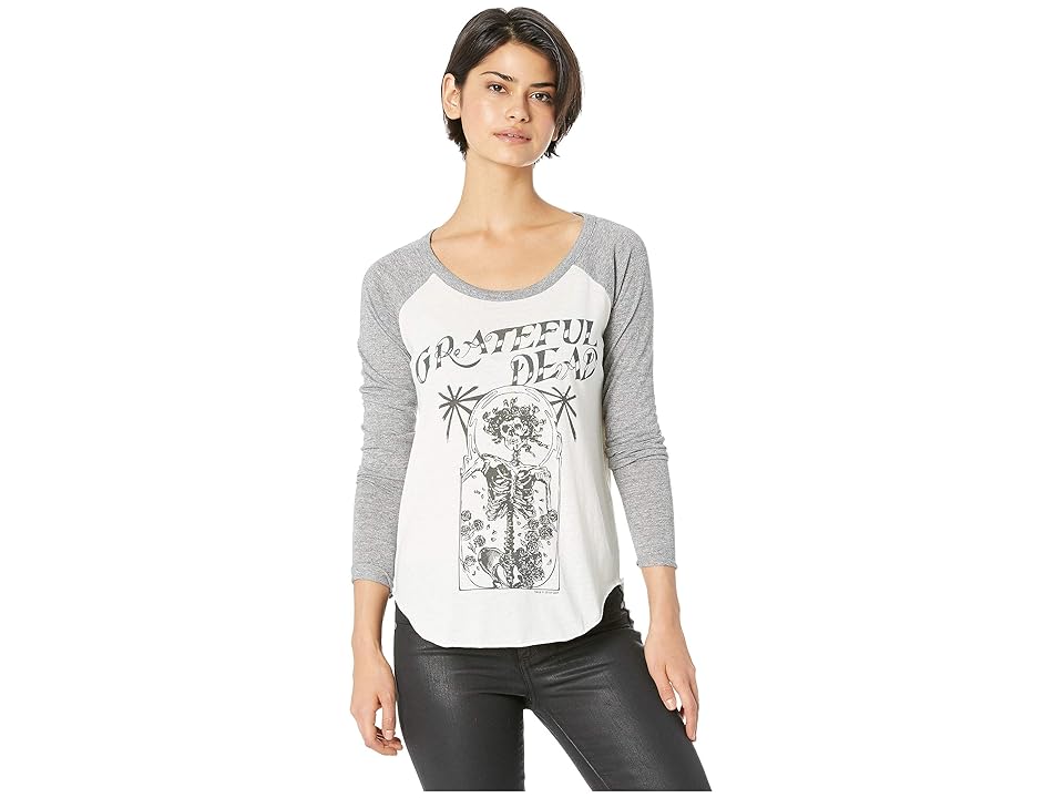 

Chaser Blocked Jersey Long Sleeve Shirttail Baseball Raglan (Bone/Streaky Grey) Women's Long Sleeve Pullover