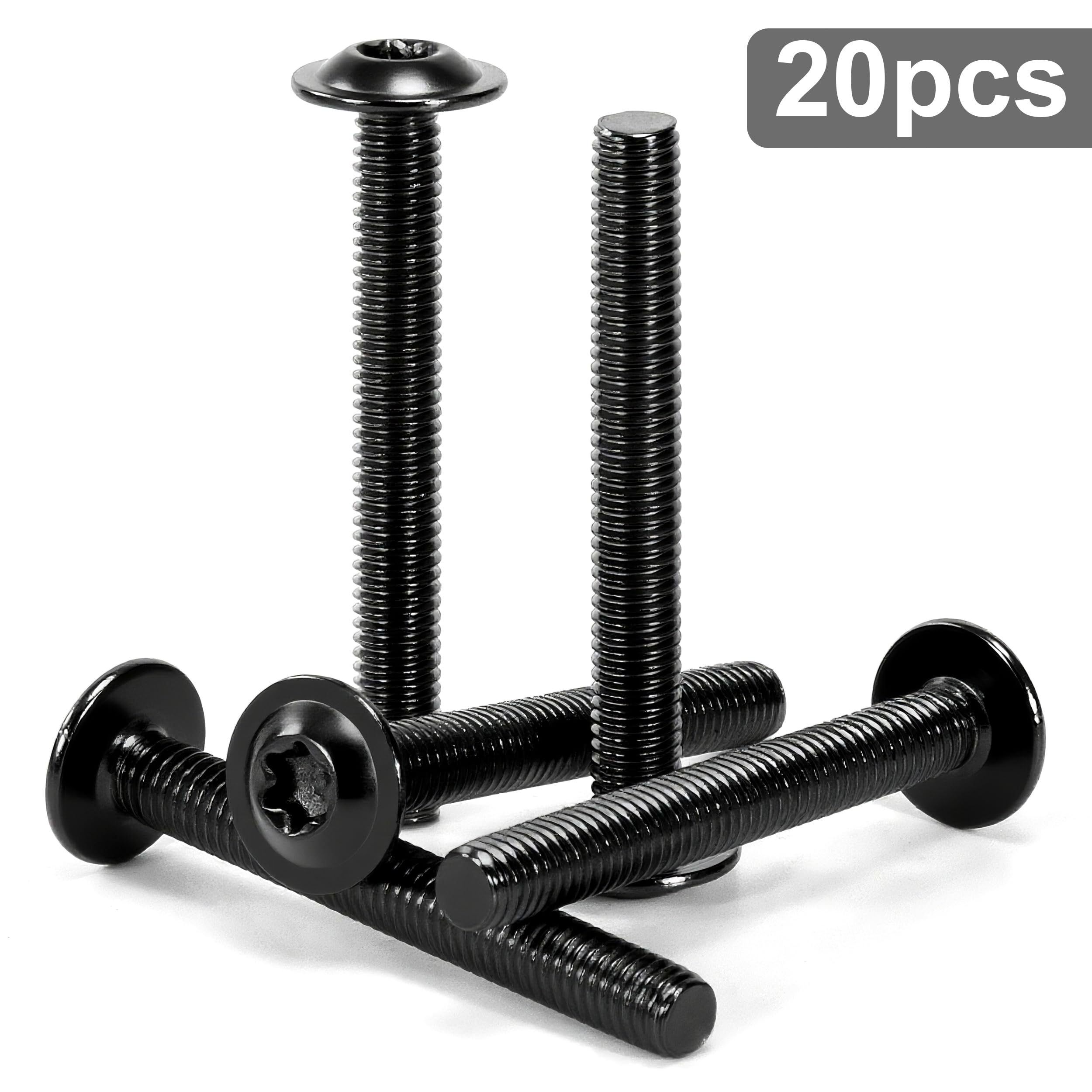 Tunejoy Viti a Testa Bombata Torx Nero con Flangia M5 x 40 mm Vite a Testa Esagonale Bulloni in Acciaio Inox A2 V2A Viti a Brugola con Chiavi a T25 Filettatura Completa 20 Pezzi