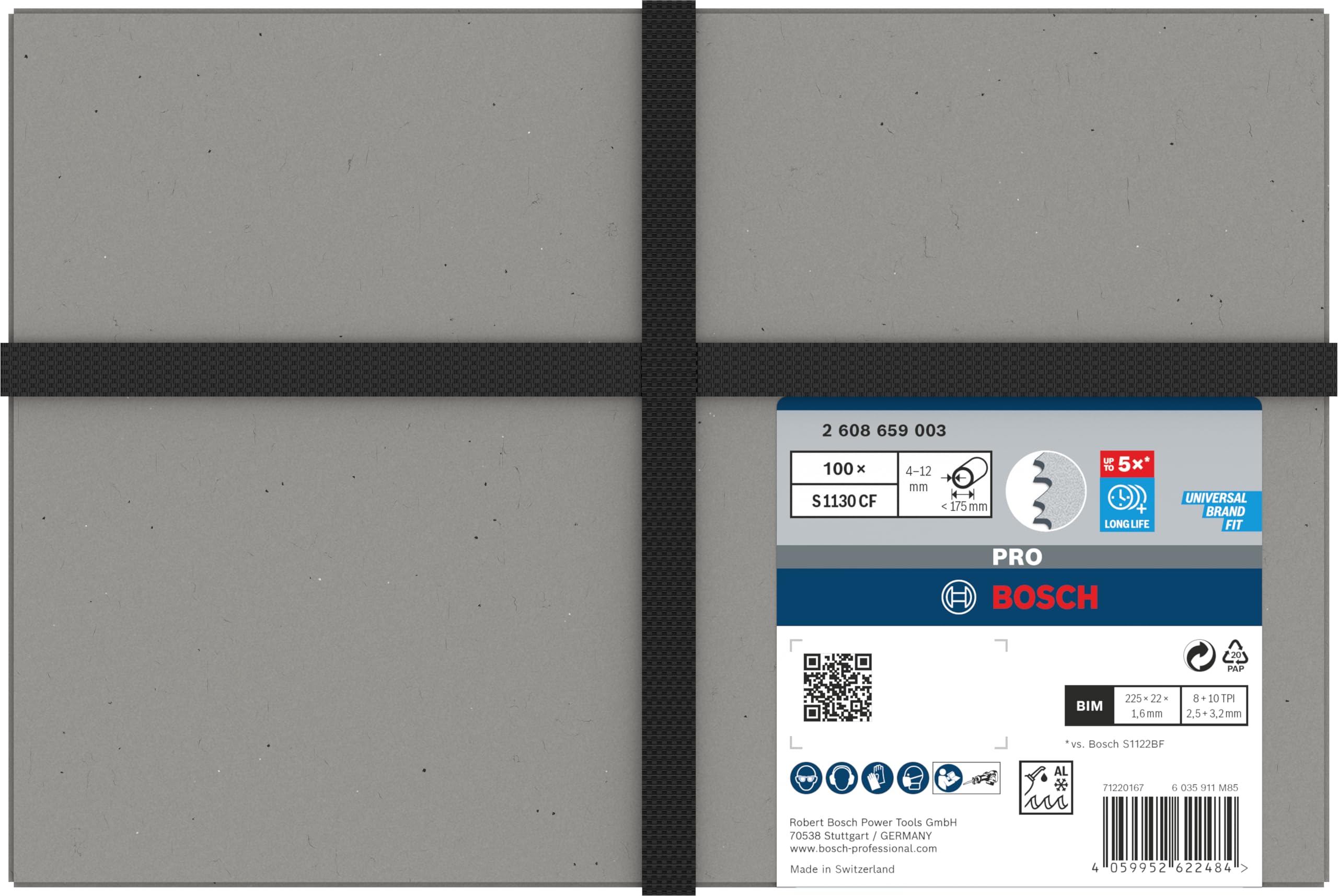 Bosch 100x PRO Thick Metal S1130CF Demolition brzeszczot do piły szablastej (do rur i profili z metalu, metali nieżelaznych, długość 225 mm, profesjonalne akcesoria piła szablasta)