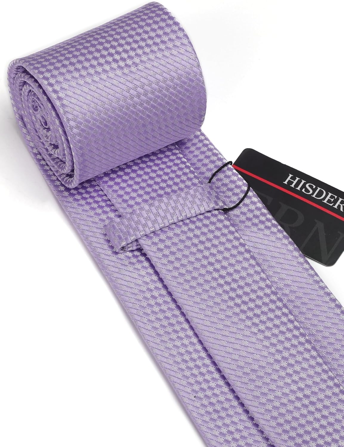 HISDERN Plaid Ties for Men Classic Checkered Tie and Pocket Square Cufflinks Tie Clip Set Woven Men's Necktie Business - Image 3