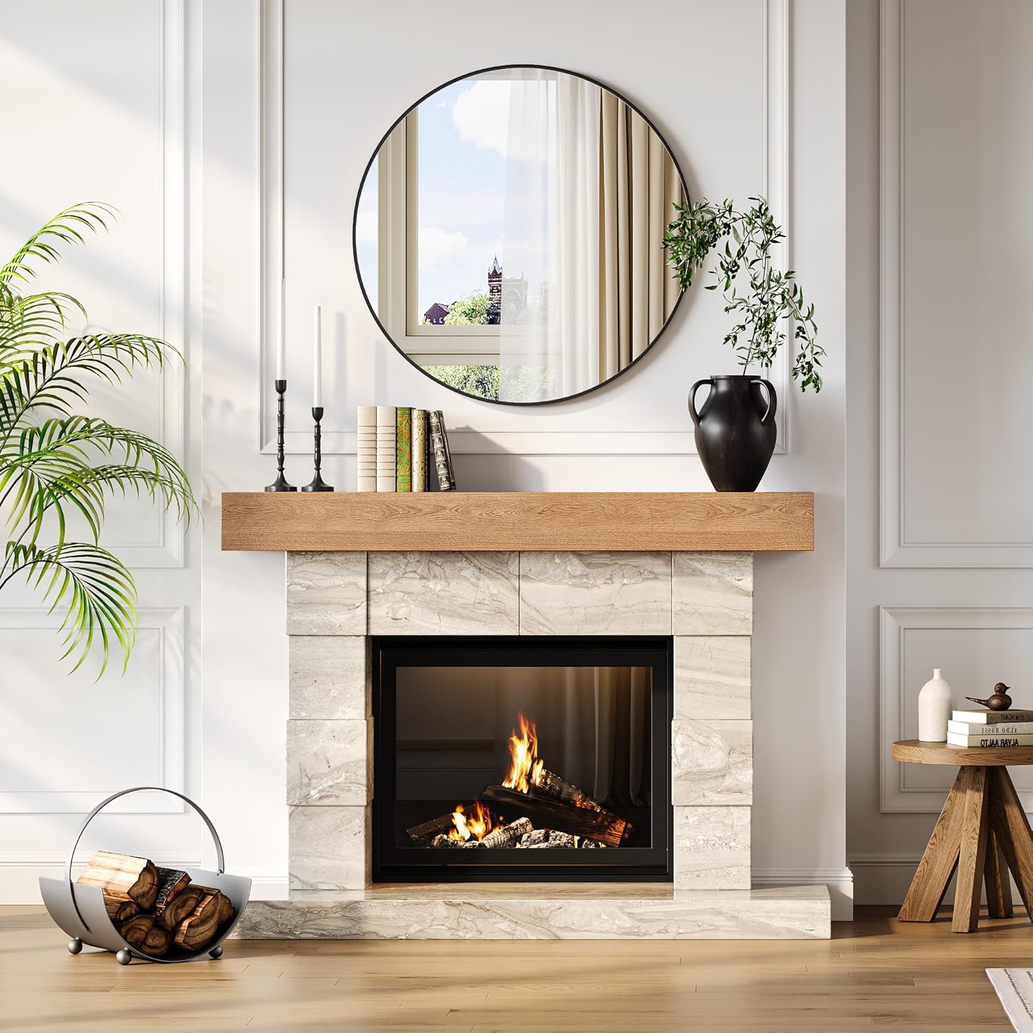 IDEALHOUSE 18 Inch Black Round Wall Mirror, Circle Mirror Metal Frame for Bathroom, Vanity, Entryway, Bedroom, Living Room, Wall Mounted Modern Rustic Decor - Image 4