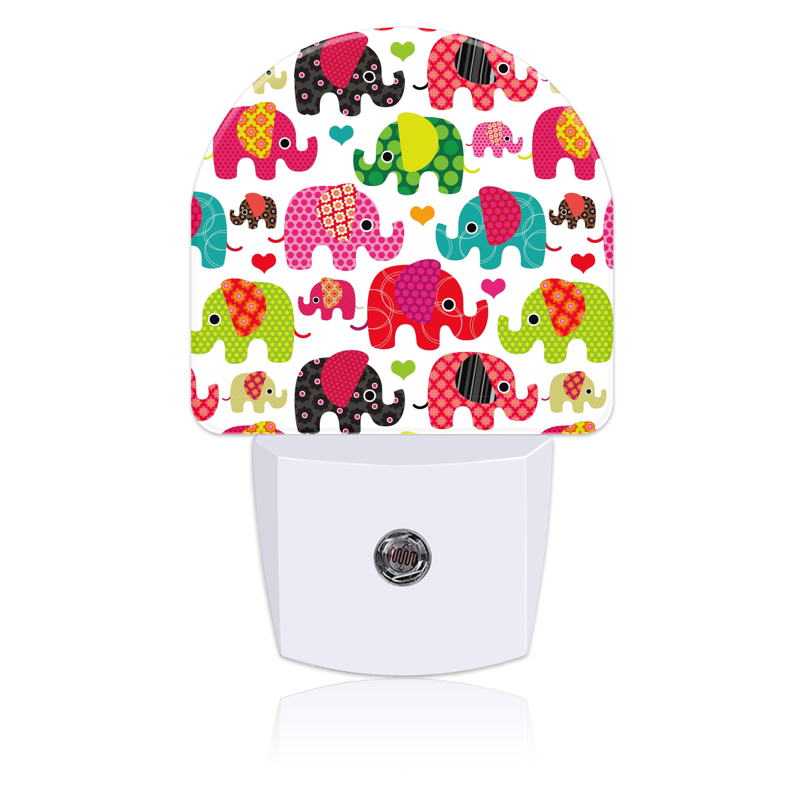 Night Light for Kids Girls Boys, Retro Colorful Cute Elephant LED Night Light Plug into Wall with Dusk to Dawn Sensor for Room Decor, Hallway, Kitchen, Bathroom, Nursery, Stairs