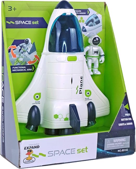COOLDUCK Space Shuttle Toy with Lights & Sound & Astronaut Figure, Space Adventure Toy Rocket for Boys 3+