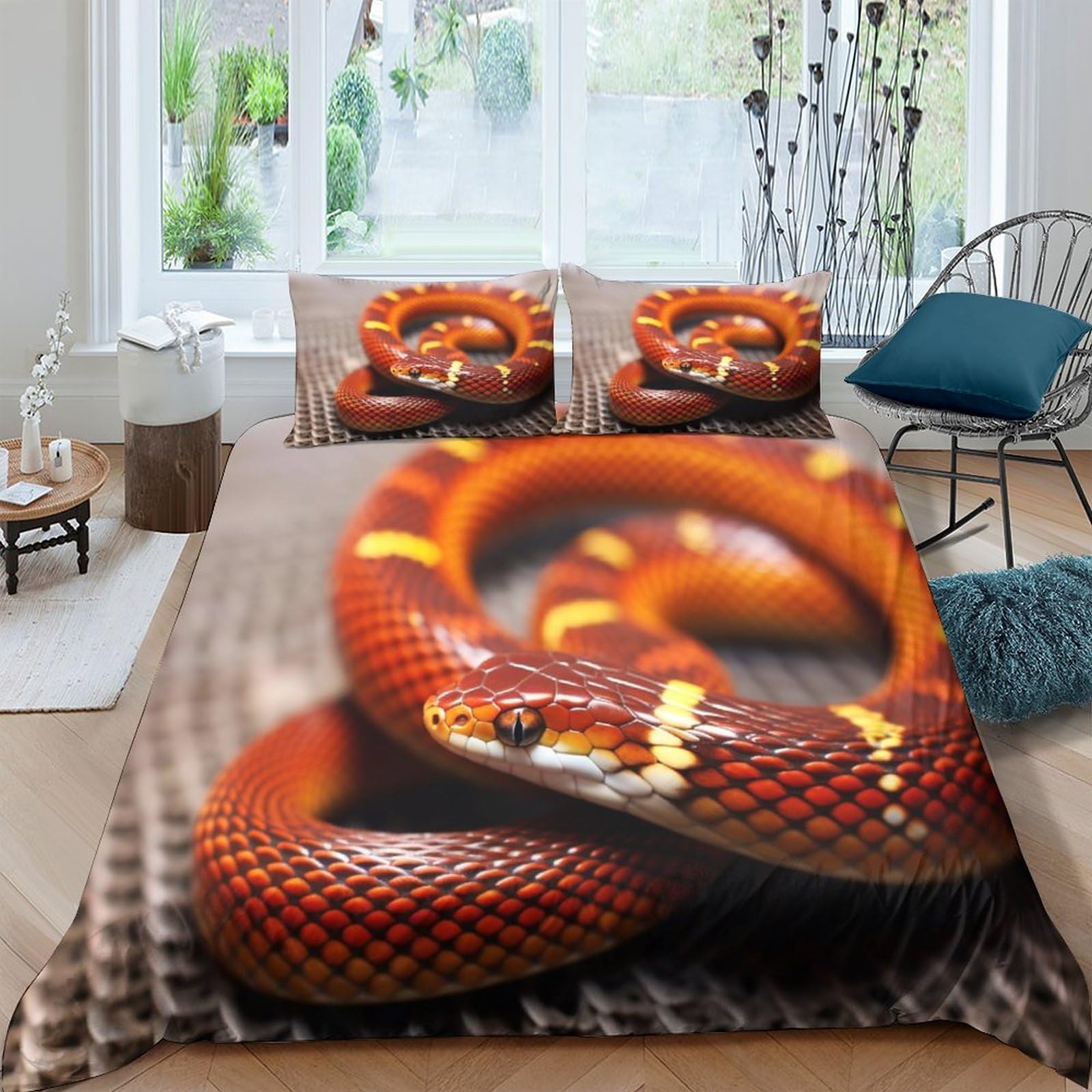 Parure de lit serpent motif animal 3D pour transformer la décoration de chambre adulte et enfant