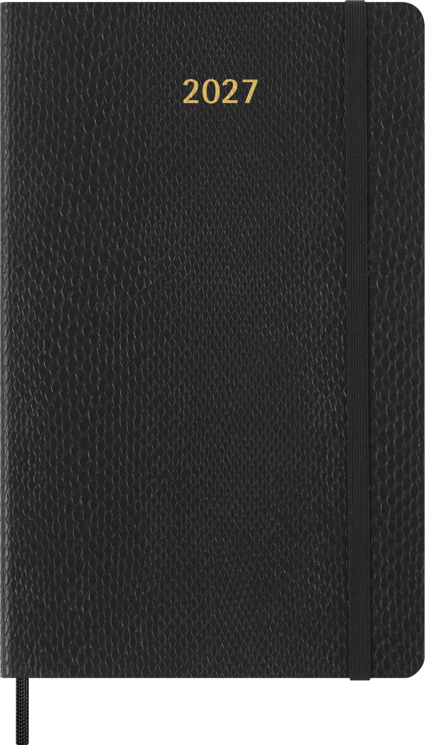 Moleskine Wochenkalender 2027, Precious and Ethical, 12-Monats-Planer mit Platz für Notizen, Veganes Softcover in Schlangenoptik und Geschenkbox, Format Large 13x21 cm, Schwarz