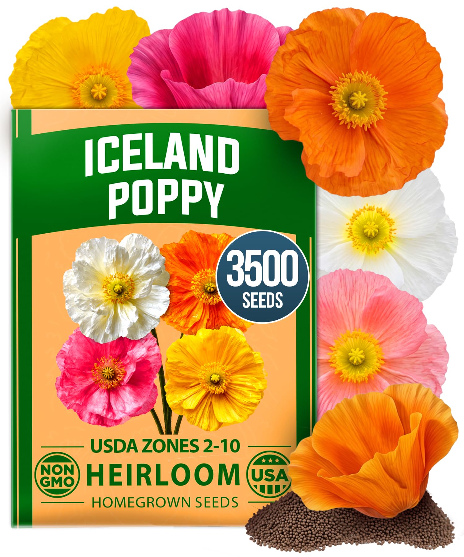 HOME GROWN Iceland Poppy 3500 Flower Seeds Papaver nudicaule