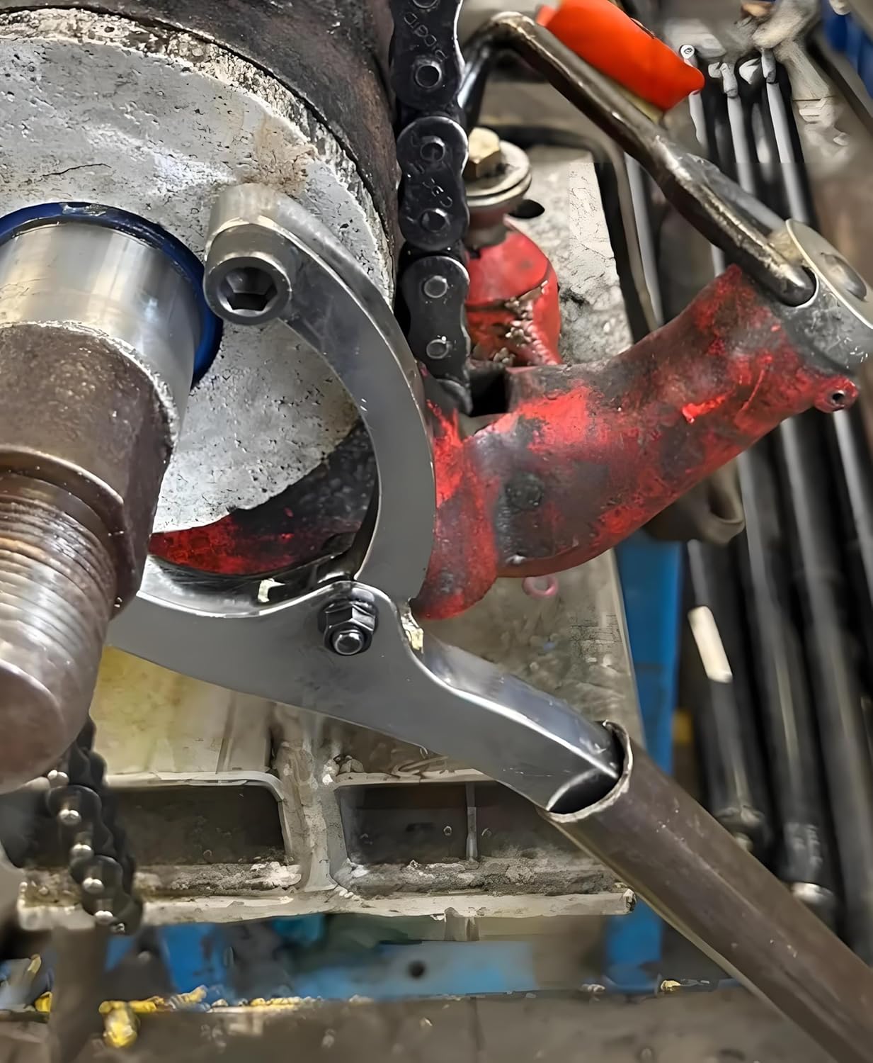 Adjustable Spanner Wrench, Hydraulic Cylinder Wrench, Heavy Duty Gland Nut Wrenches with Handle, 5/32", 15/54", and 5/16" Pins, Hydraulic Cylinder Glands Removal Tool