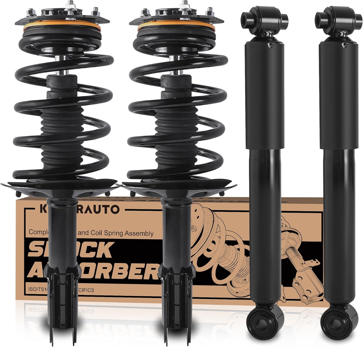 Front and Rear Struts Assembly Shock Absorbers 172113 39052 Compatible for 2002-2007 Buick Rendezvous Compatible for 2001-2005 Pontiac Aztek Coil Spring Shock Absorbers 2x Front + 2x Rear