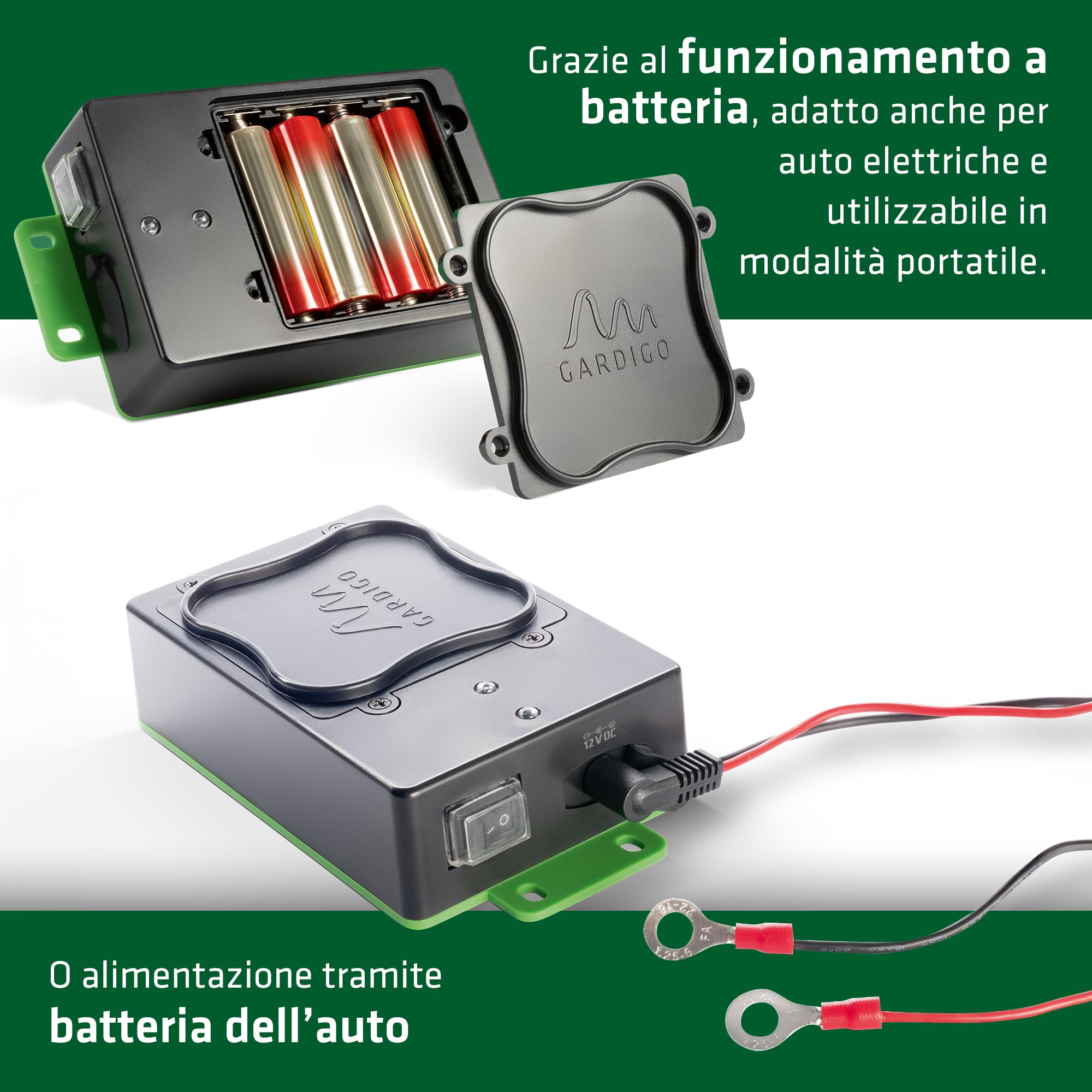 Gardigo® Dispositivo Anti Martore a Batterie | Repellente Antiroditori per Auto, Casa | Facile Sostituzione Batterie | Ultrasuoni per Allontanare Roditori Vano Motore, Soffitta | Repellente Topi Auto