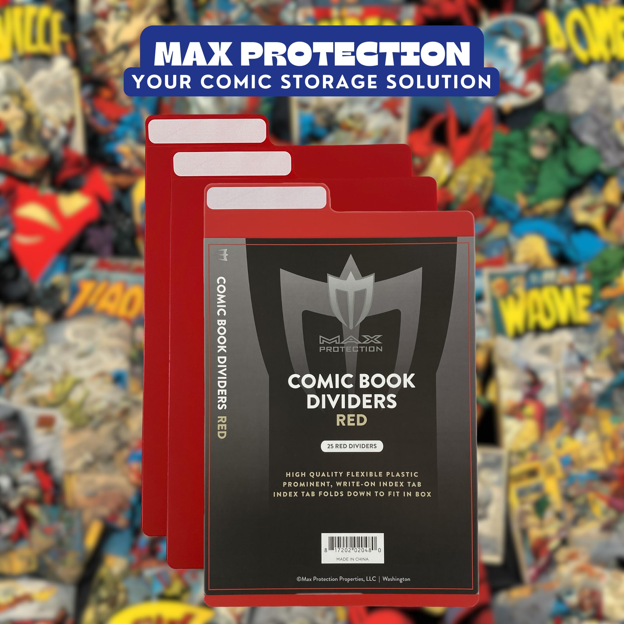 25 ct Max PRO Comic Book divisori – Rosso – Nuovo Design Innovativo Flex Fold Tabs