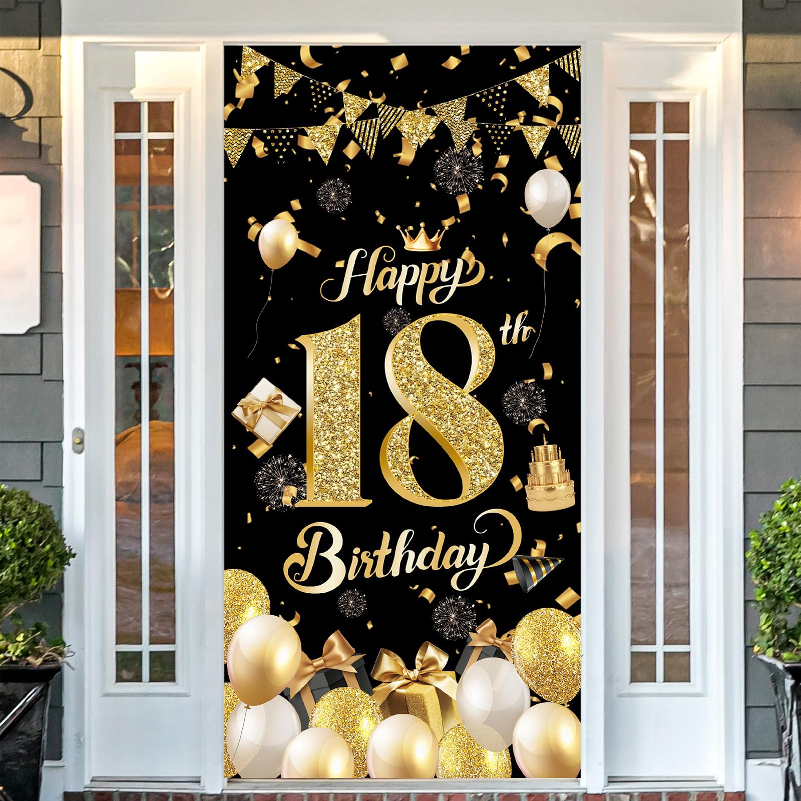 52nd Birthday Decorations Set – 18PCS Black & Gold Banner For Women Or Men, Born In 1973