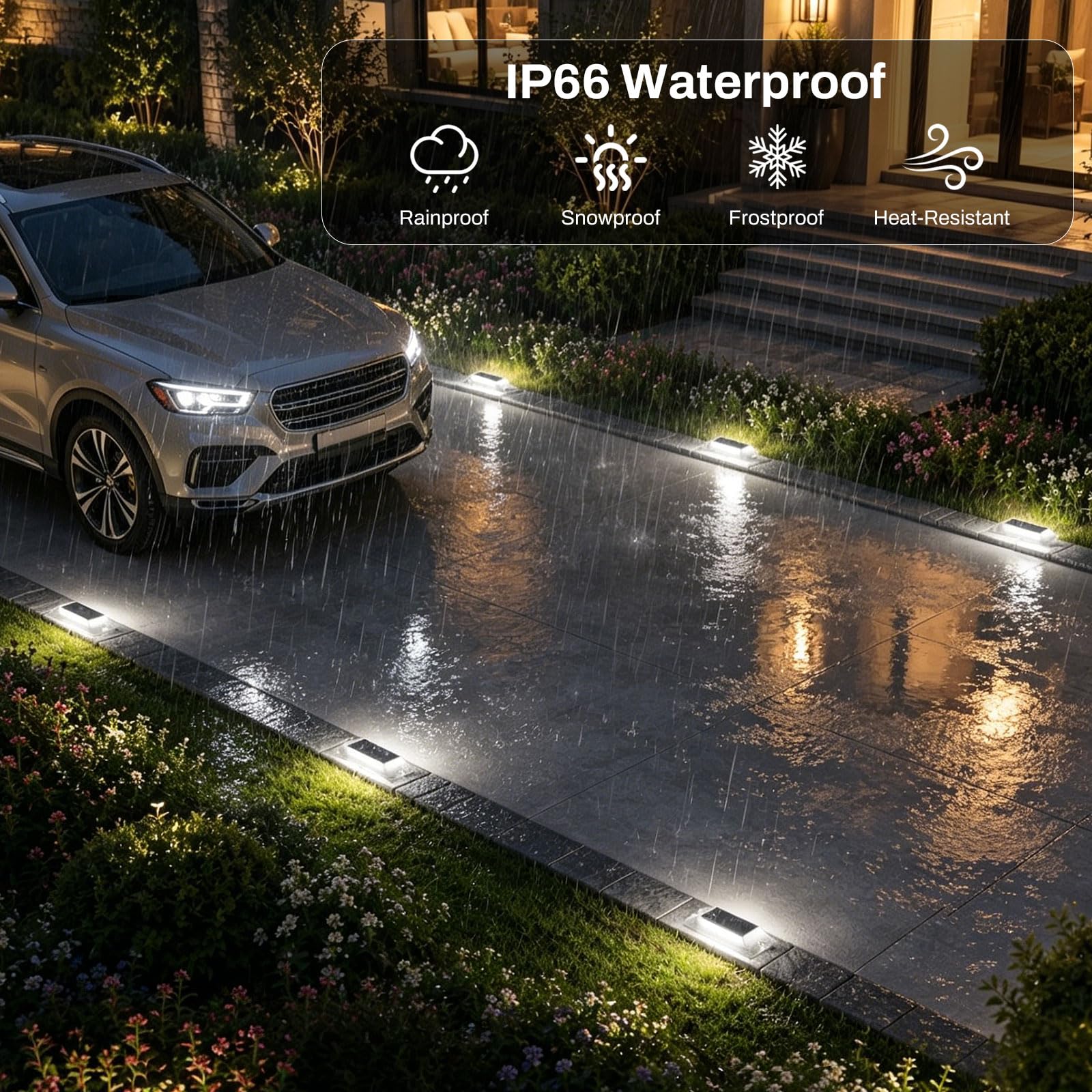 Lacasa Luces Solares LED Exterior Jardín Pack de 12, Lámpara Solar Exterior Impermeable para Jardín, Camino, Escalones, Terraza, Entrada y Piscina, LED 2 en 1 Azul y Blanco Frío